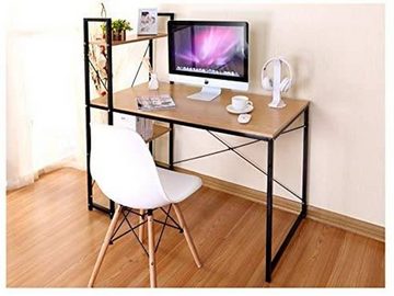 EUGAD Schreibtisch, Bürotisch mit Ablage Holz Stahl 120x64x120cm (BxTxH)