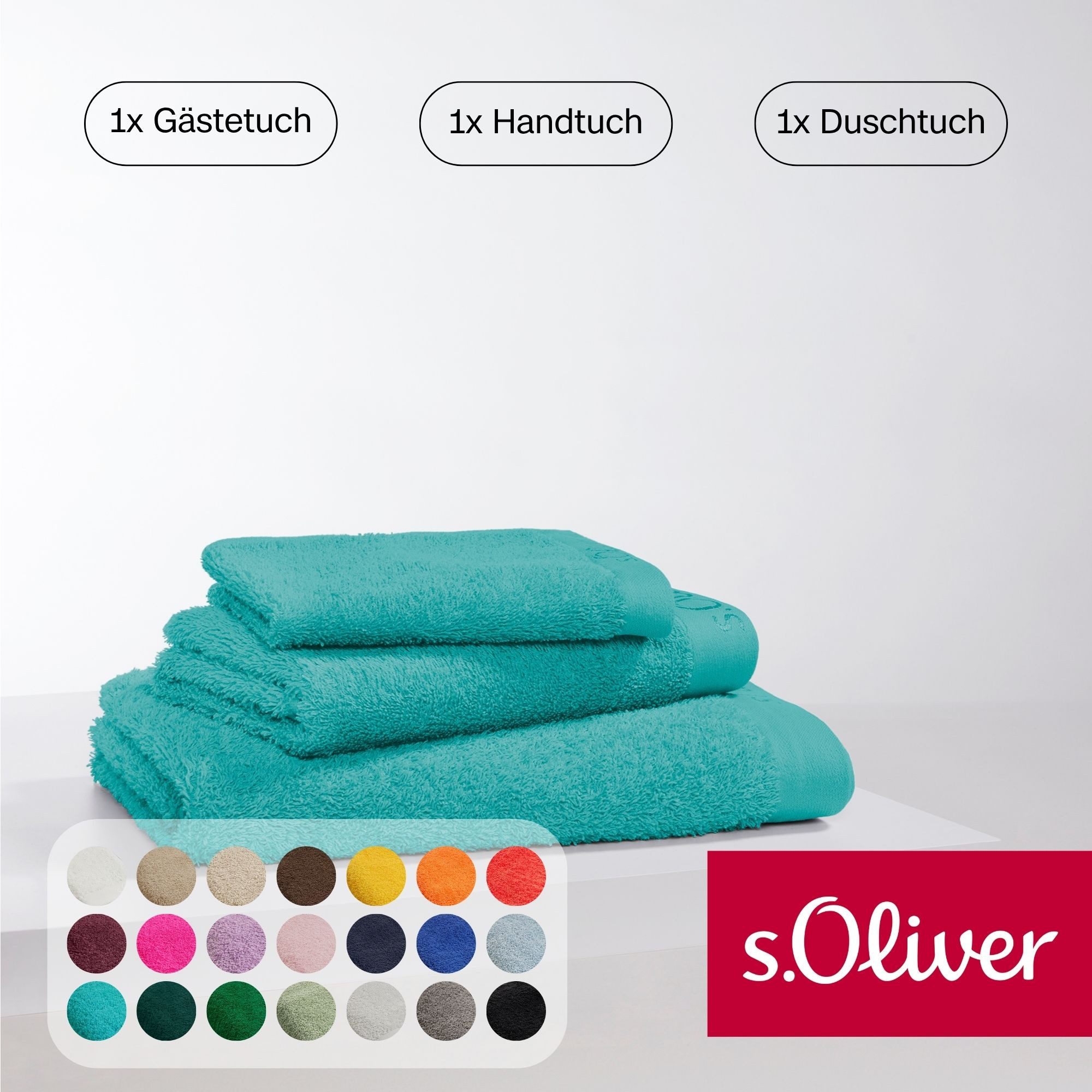 s.Oliver Handtuch Set s.Oliver, Premium Qualität, 600 gr/m², Walkfrottier (Set, 3-St), 1 Gästetuch 30x50 cm, 1 Handtuch 50x100 cm, 1 Duschtuch 70x140 cm