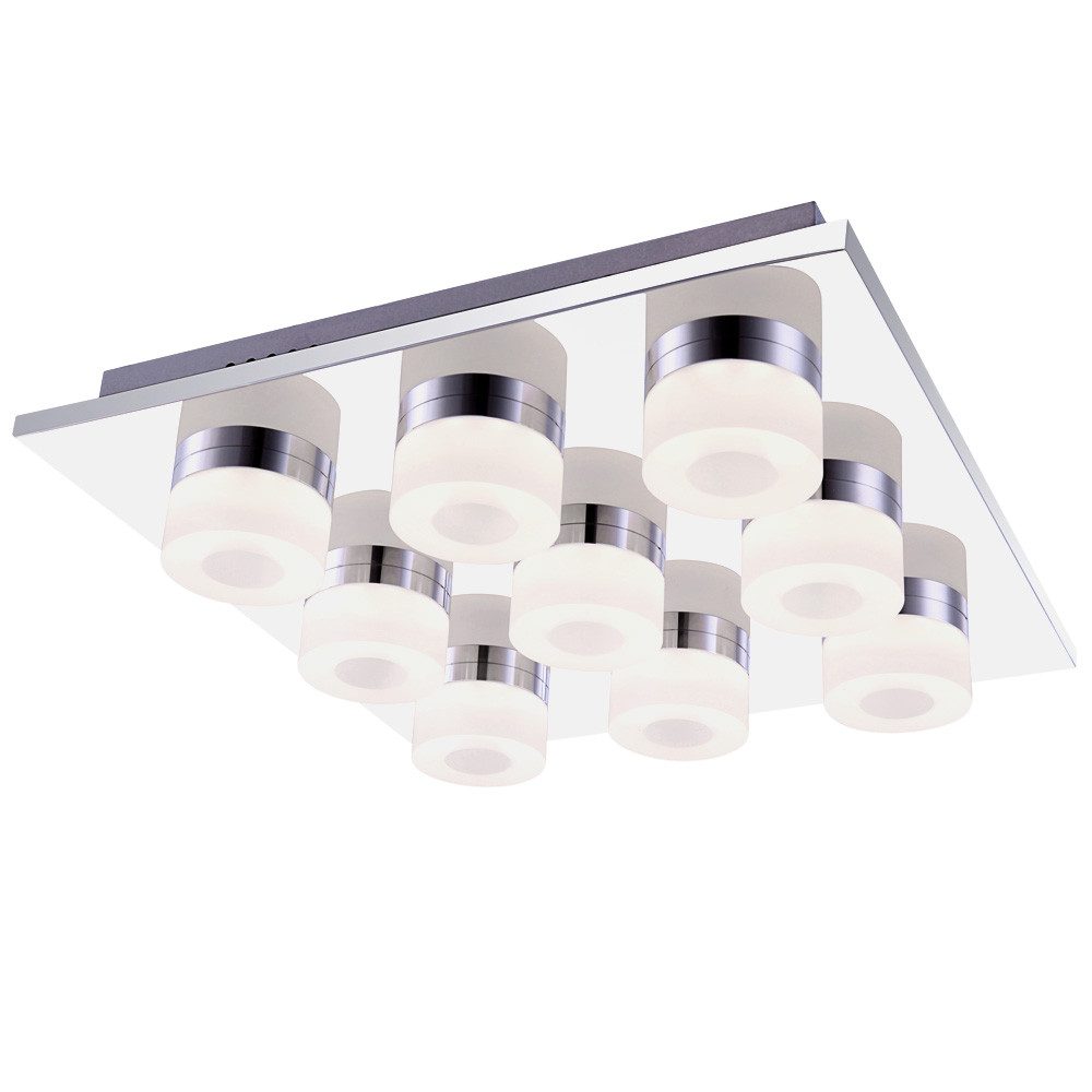 GLOBO LIGHTING LED Deckenleuchte, LED-Leuchtmittel fest verbaut, Warmweiß, Deckenleuchte Wohnzimmerlampe LED 9-Flammig Chrom satiniert Küche