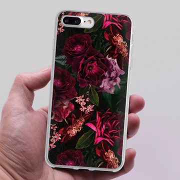 DeinDesign Handyhülle Rose Blumen Blume Dark Red and Pink Flowers, Apple iPhone 7 Plus Silikon Hülle Bumper Case Handy Schutzhülle