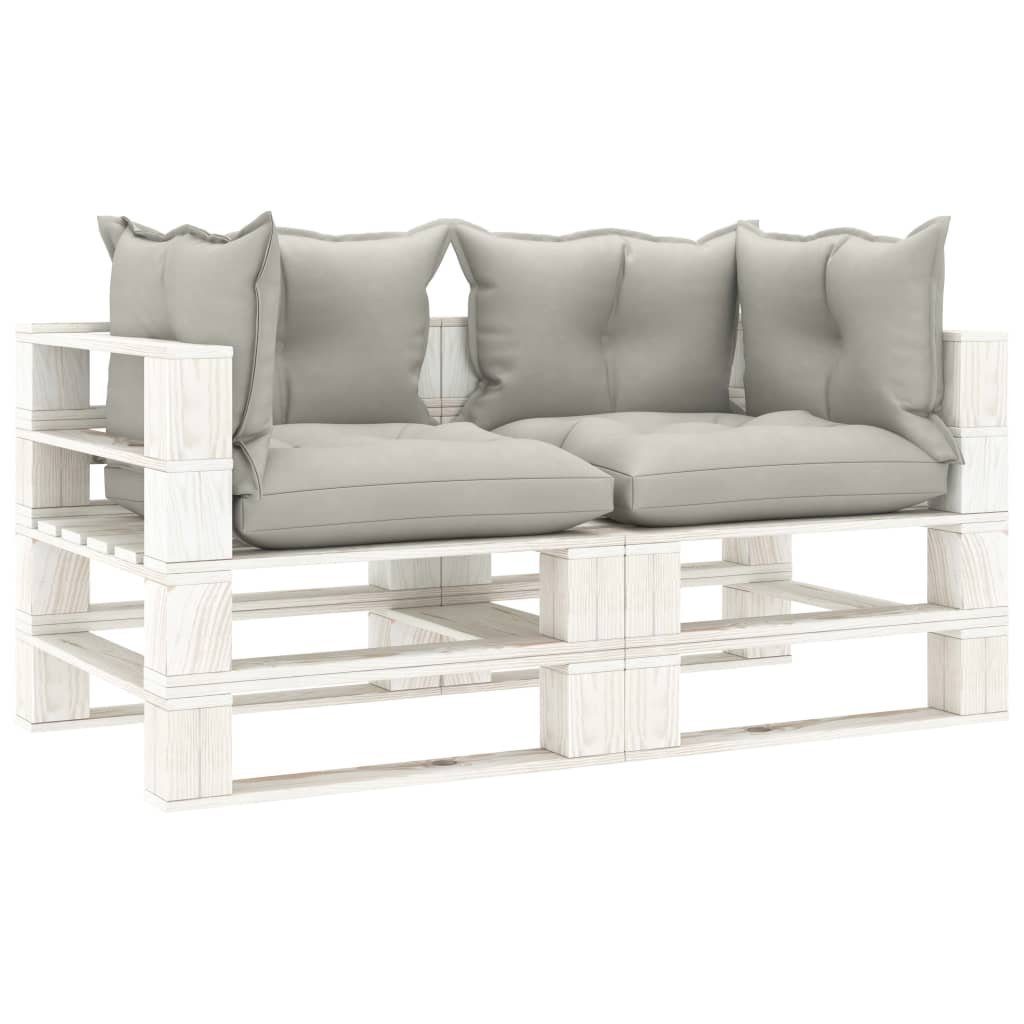 vidaXL Loungesofa Garten-Palettensofa 2-Sitzer mit Kissen in Taupe Holz, 1 Teile Taupe Weiß