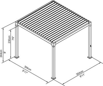 KONIFERA Pavillon Palma, mit 8 Seitenteilen, (Set), Pergola, mit Lamellendach, BxT: 300x300 cm oder 400x300 cm