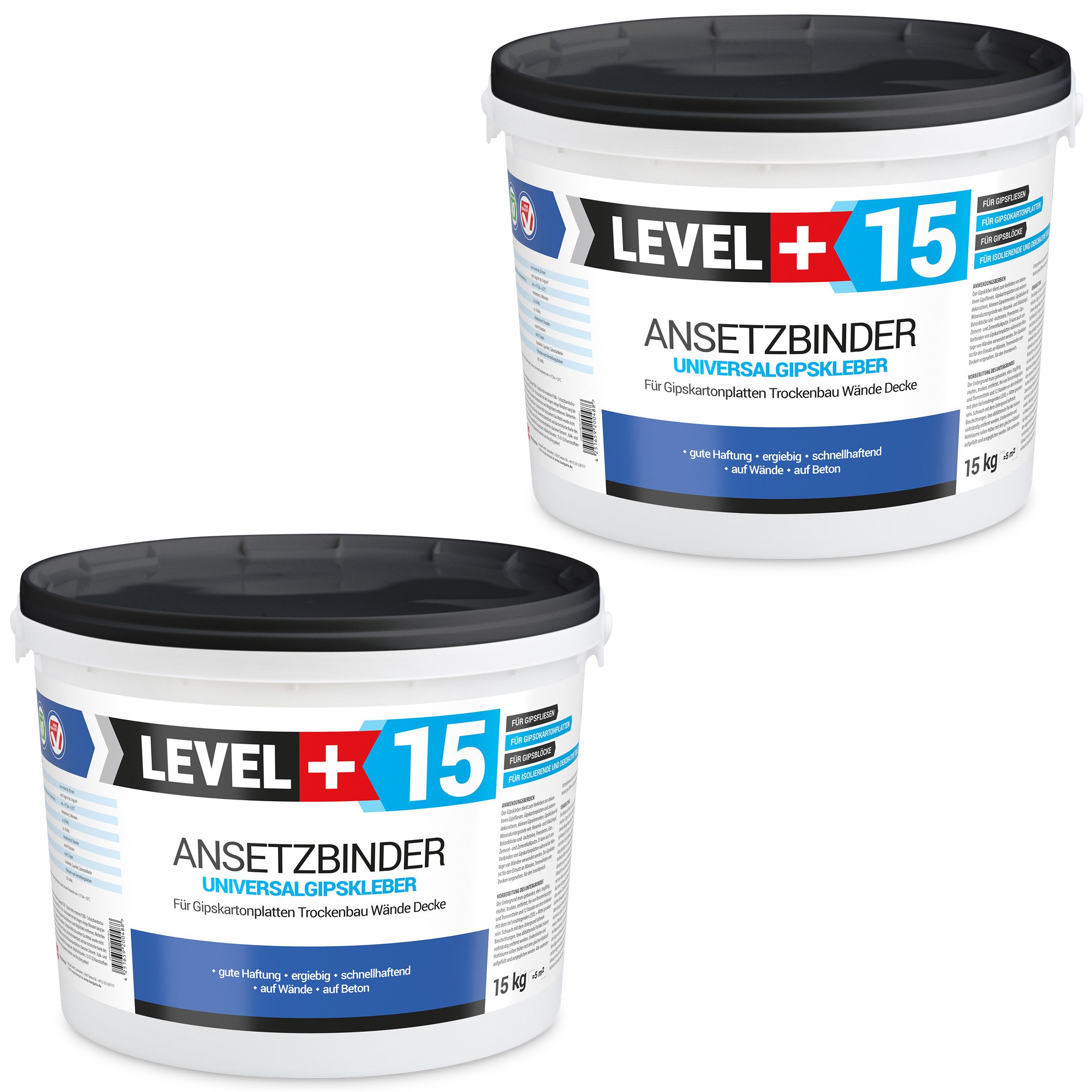 Level+ Spachtelmasse LEVEL+ Gipskleber Für Dekorplatten Ansetzbinder L+15 - 30KG