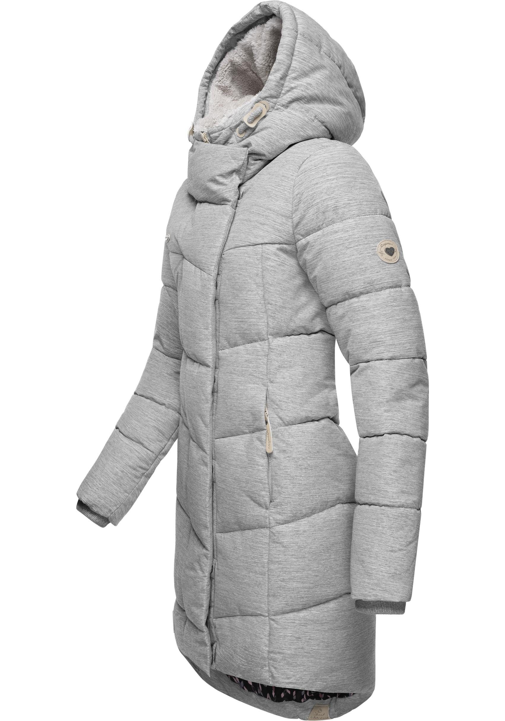 Ragwear Wintermantel Kapuze mit altweiß stylischer Winterparka Pavla Teddyfutter und