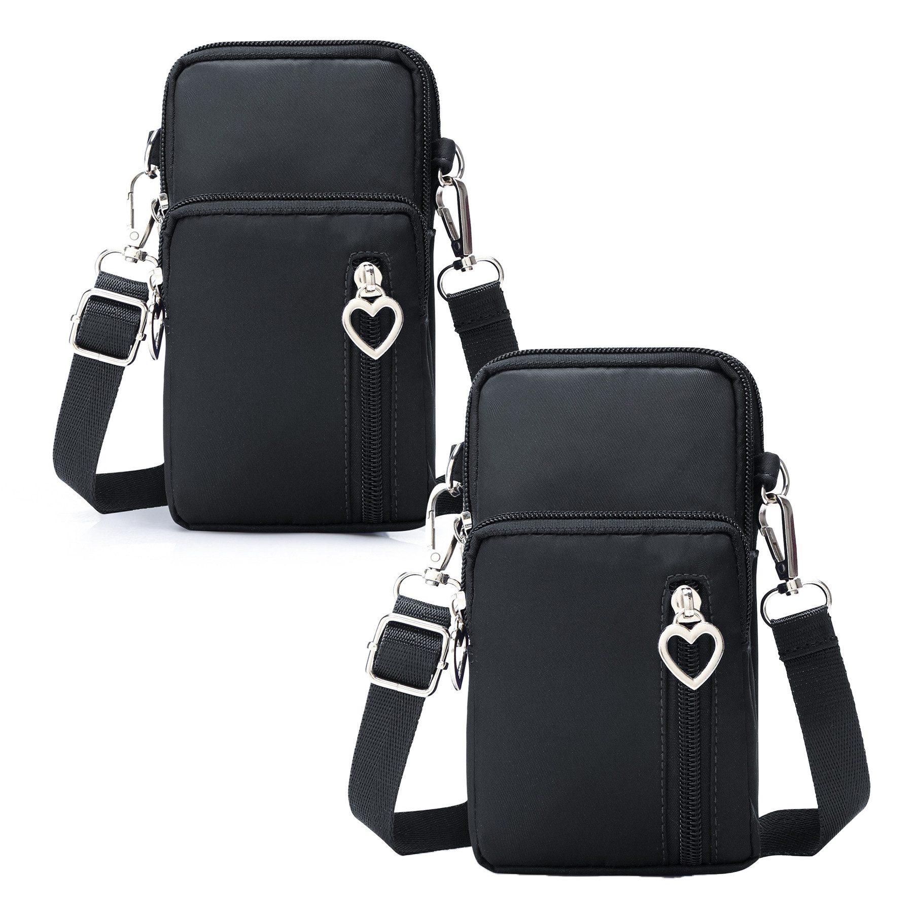 Keyura Umhängetasche Crossbody Tasche für Damen, Verstellbar Schultergurt (Schultertasche, Mini Crossbody, Kleine Umhängetasche, 2-tlg., Nylon Handy Mini-Tasche, multifunktionale Handytasche), Schultertasche zum Umhängen mit breitem Schultergurt und 3 Fäc
