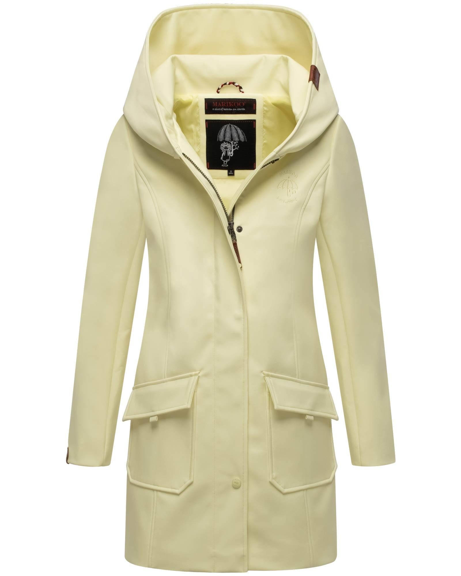 Marikoo Softshelljacke Softshelljacke Mayleen – Damen Übergangsjacke mit Kapuze und Taillierter Schnitt, hoher Tragekomfort und stilvolle Details