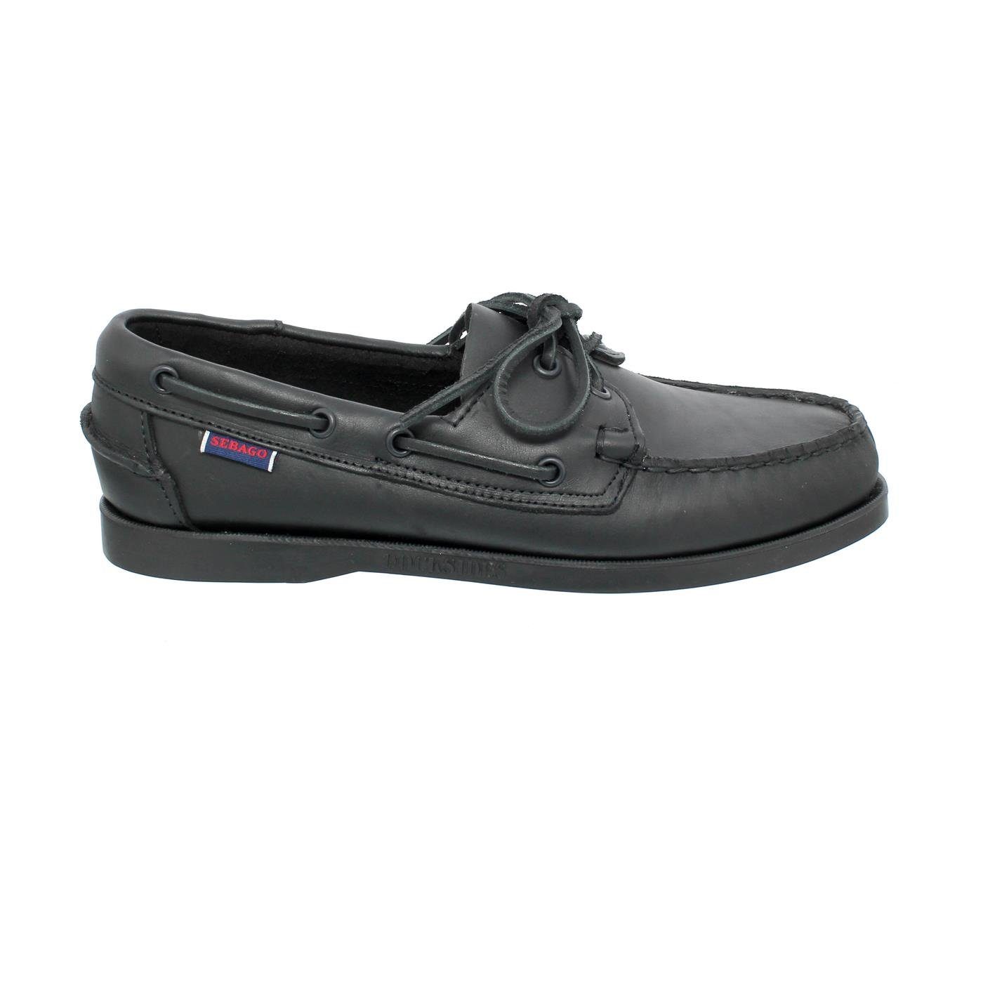 Sebago Sebago Docksides, Full-Grain Leather (Glattleder), total black, Men 70 Bootsschuh