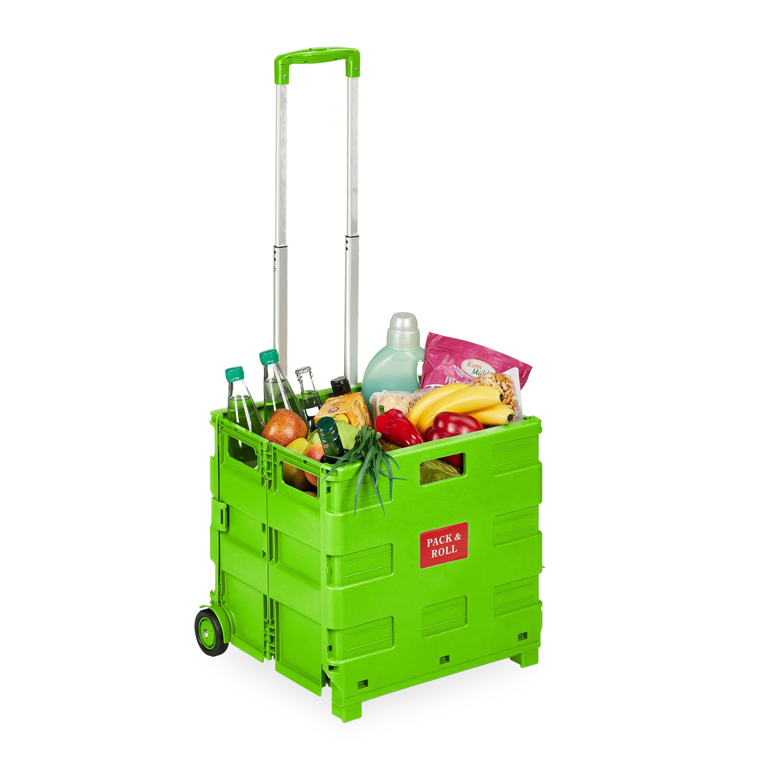 relaxdays Einkaufstrolley Klappbarer Einkaufstrolley, Grün günstig online kaufen