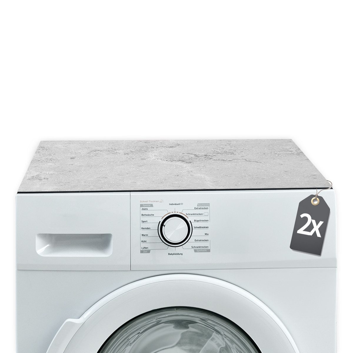 Tabletop Antirutschmatte Waschmaschinenauflagen 2er Beton-Optik 60 cm Textil-Finish waschbar, 2-St., Rutschfeste Gummi Unterlage als Trockner Waschmaschinen-Abdeckung