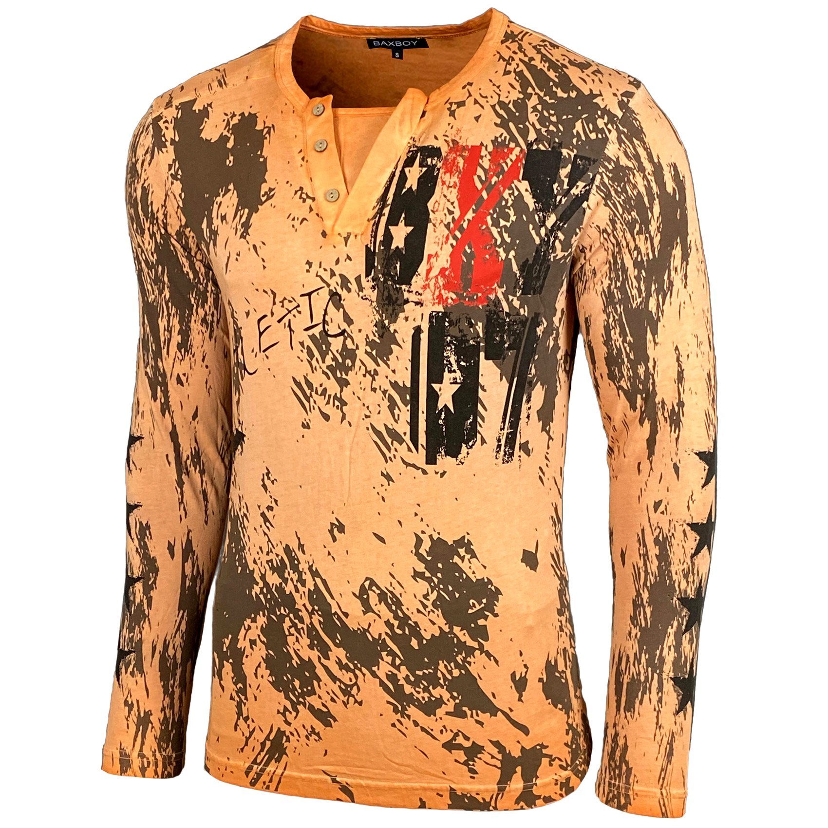 Baxboy Longshirt Langarmshirt mit trendigem All-Over günstig online kaufen