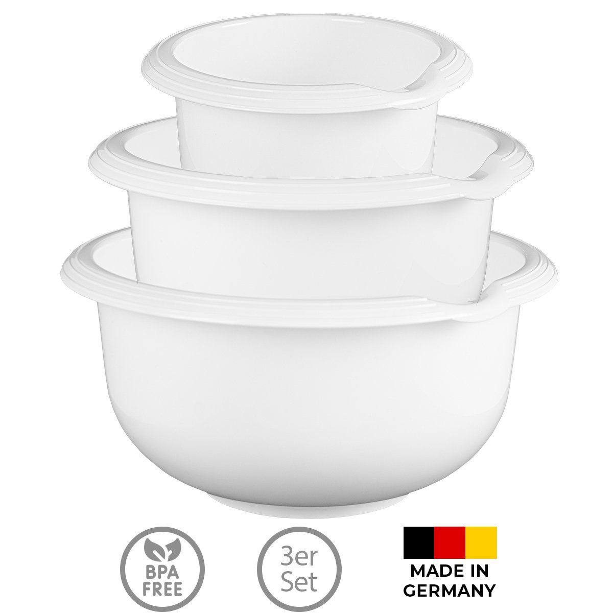 Wüllner + Kaiser Rührschüssel Schüssel Set, BPA freier Kunststoff, (Set, 3-tlg), Made in Germany