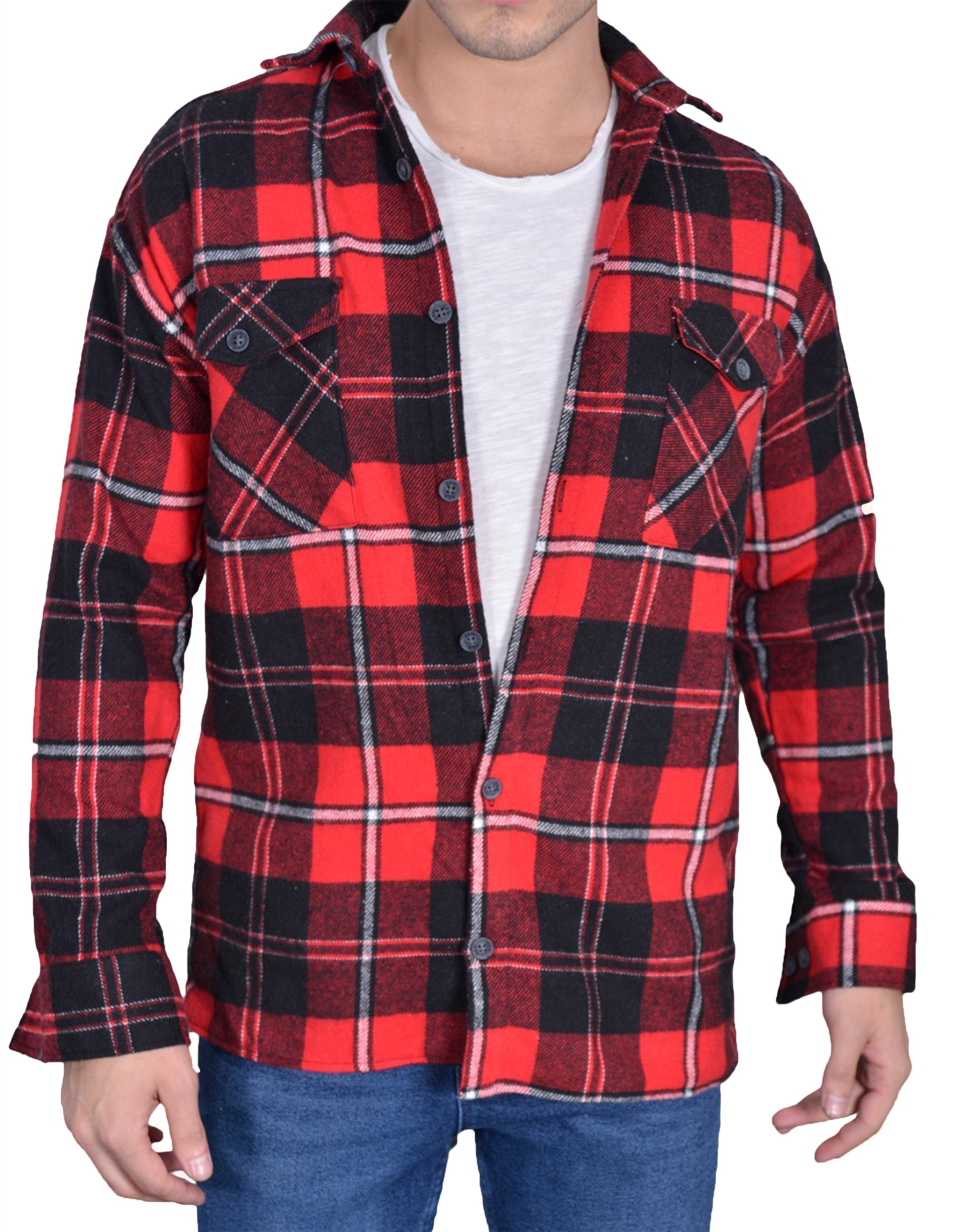 Megaman Jeans Flanellhemd Herren Holzfällerhemd Flanellhemd Kariert Freizeithemd Jacke