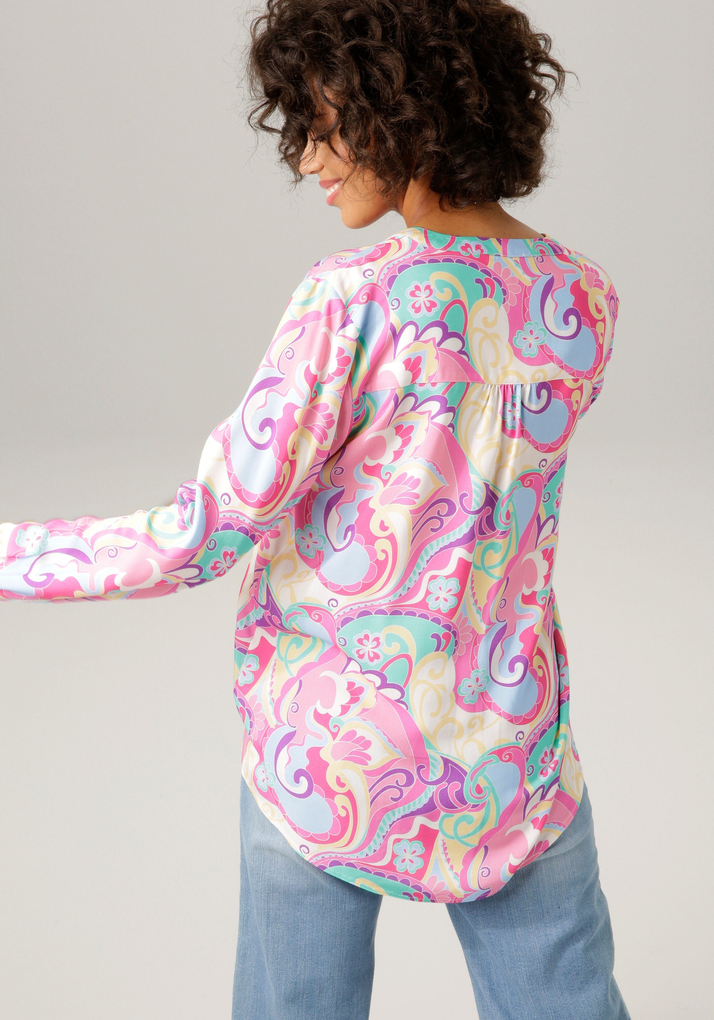 Aniston CASUAL Schlupfbluse mit pastellfarbigem, grafischen Druck günstig online kaufen