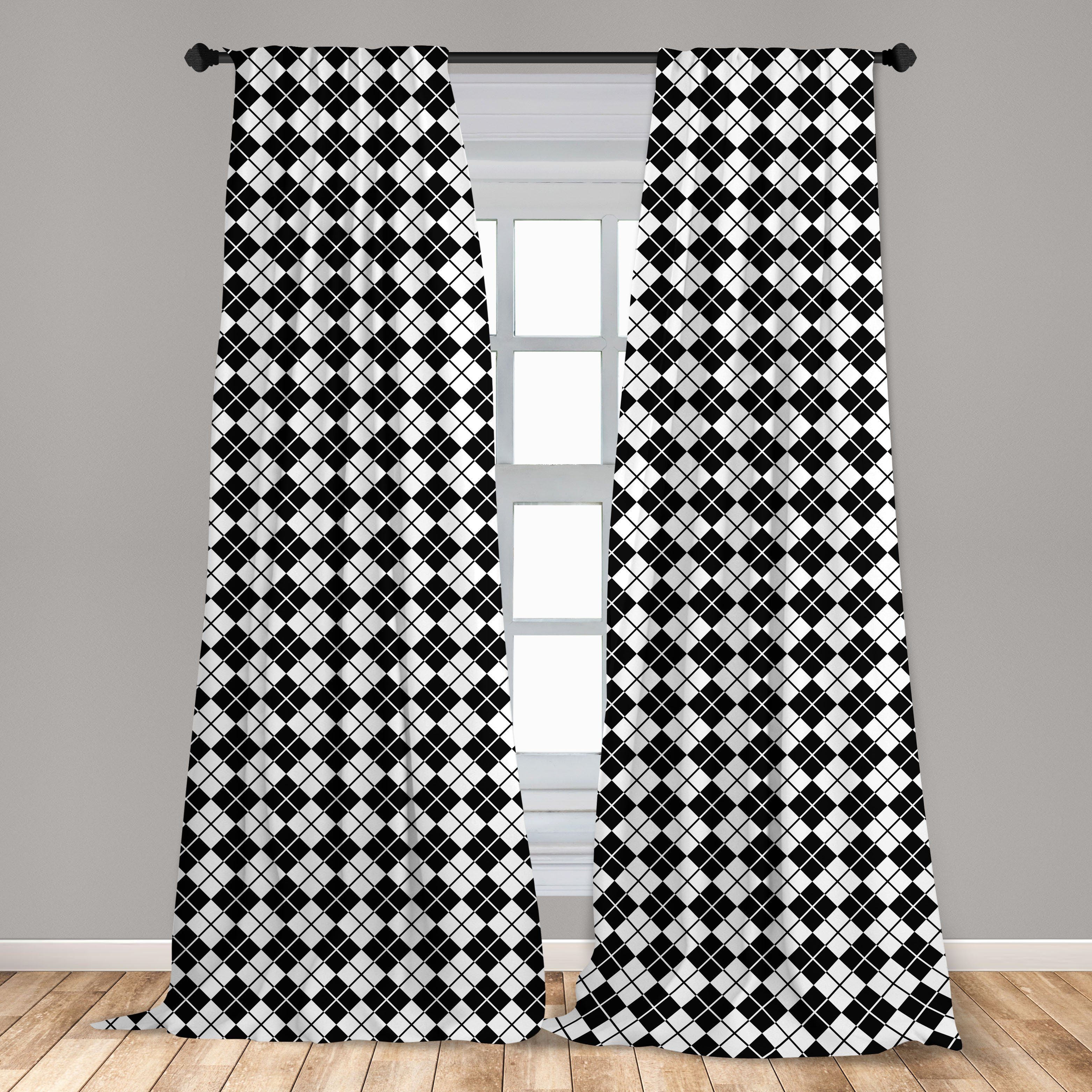 Gardine Vorhang für Wohnzimmer Schlafzimmer Dekor, Microfaser, Diamant-Form-Streifen Abakuhaus, Plaid