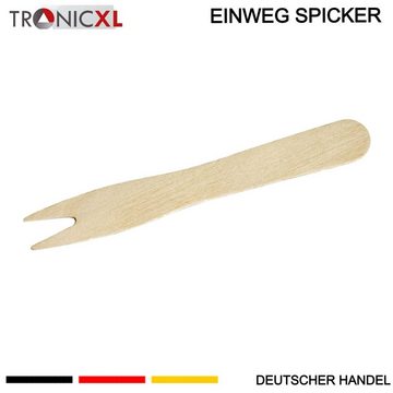 TronicXL Einweggabel 2000 x Holzspicker Pommesgabel Spicker Holz Pommesgabeln Holzspieße (2000 Stück), Bistro Gastro Currywurst Pommes Spieß