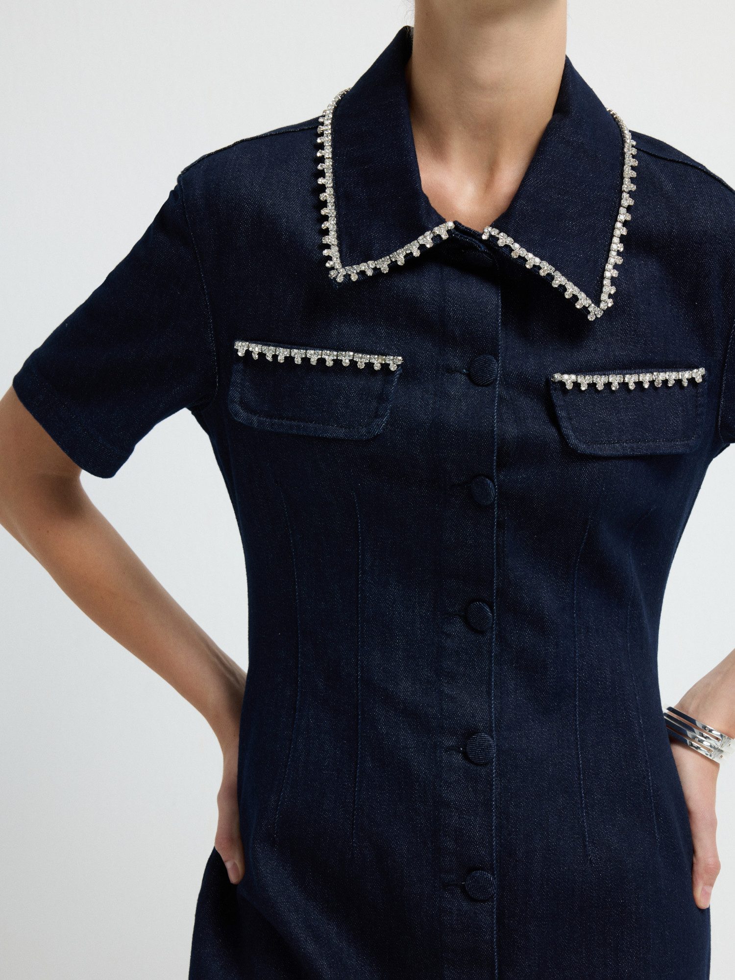 adL Jeanskleid Kurzärmeliges Jeans-Minikleid – Bild 4 von 5