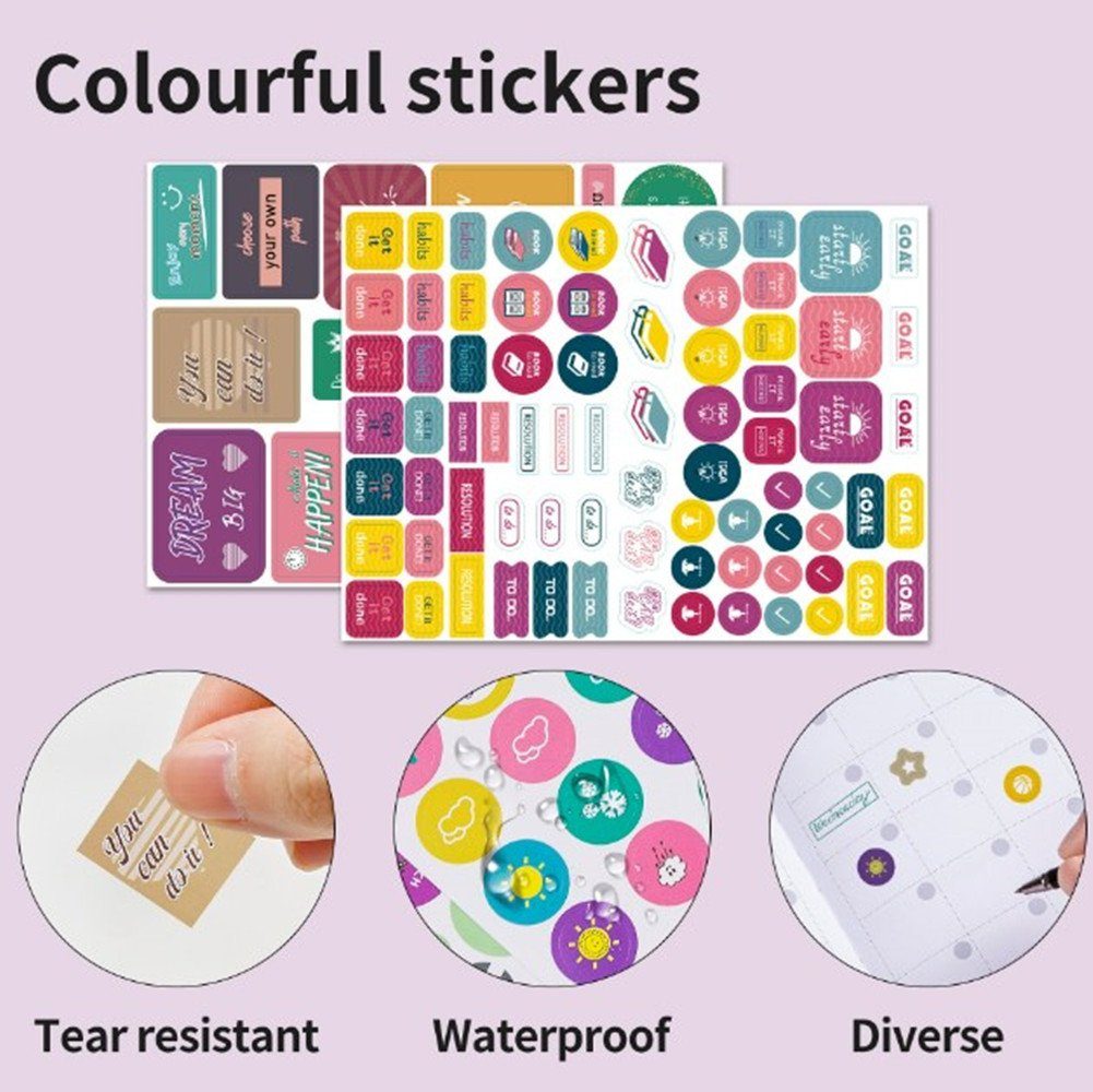 XDeer Notizbuch Planer Notizbuch A5,DIY Buchkalender Daten,DIY Kalender, Studienplaner 2023/2024,Gummiband,mit Aufkleber