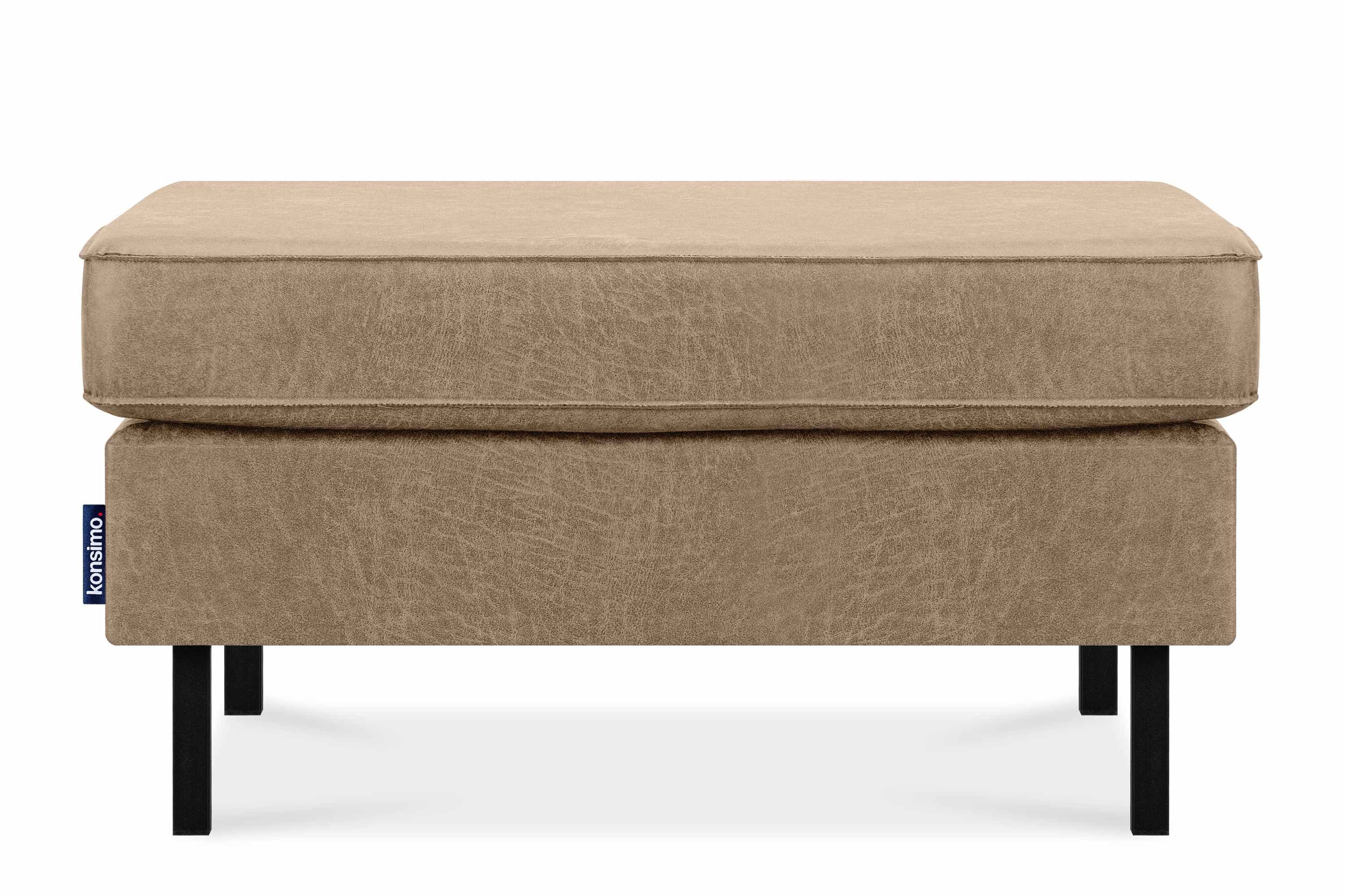 KONSIMO® Sitzhocker INVIA Sitzhocker Pouffe, Grundschicht: Echtleder, auf hohen Metallfüßen, Hergestellt in EU