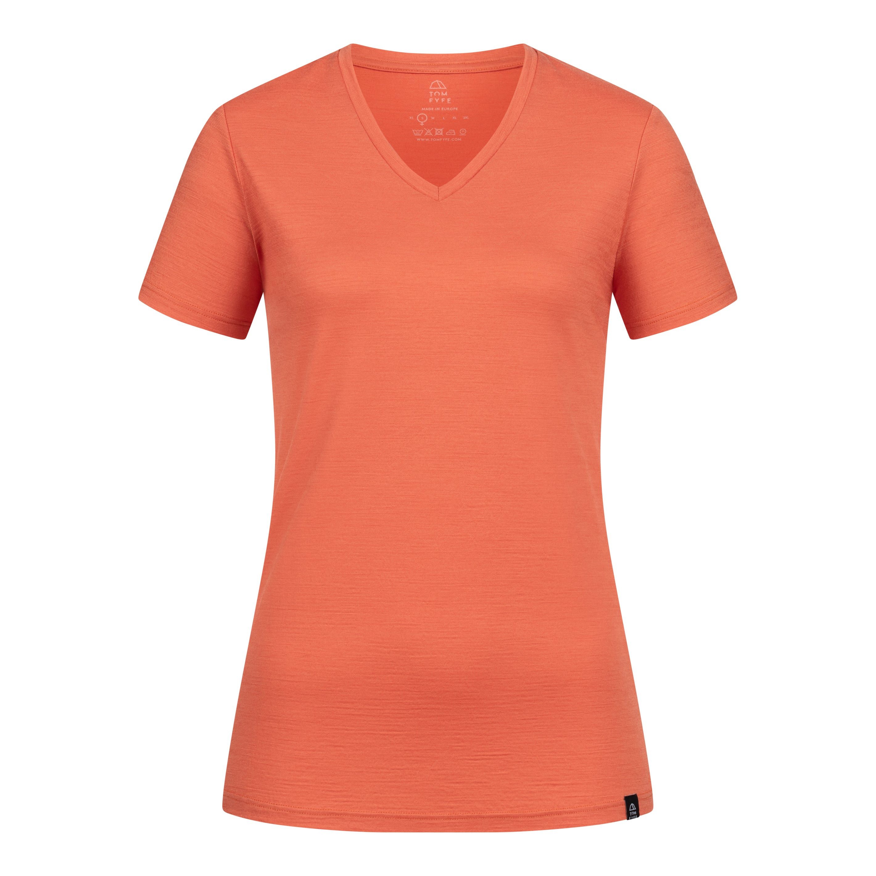 T-Shirt TOM FYFE Merino T-Shirt V-Ausschnitt Damen Terracotta / M