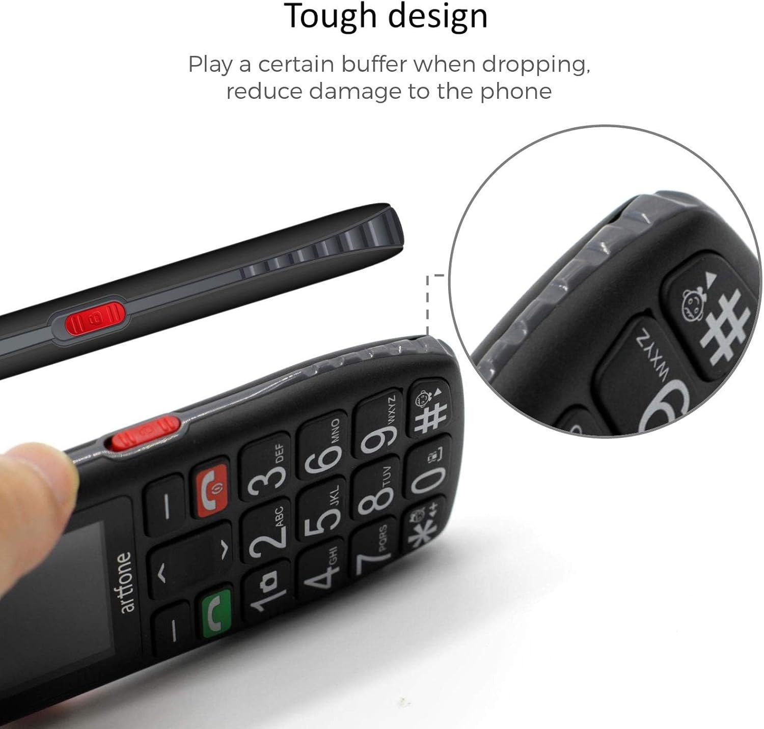 artfone C1+ Senioren Handy ohne Vertrag mit Notruftaste Rentnerhandy Seniorenhandy (Große Tasten, 10 Tage Akkulaufzeit, 100 Kontakte) – Bild 4 von 5