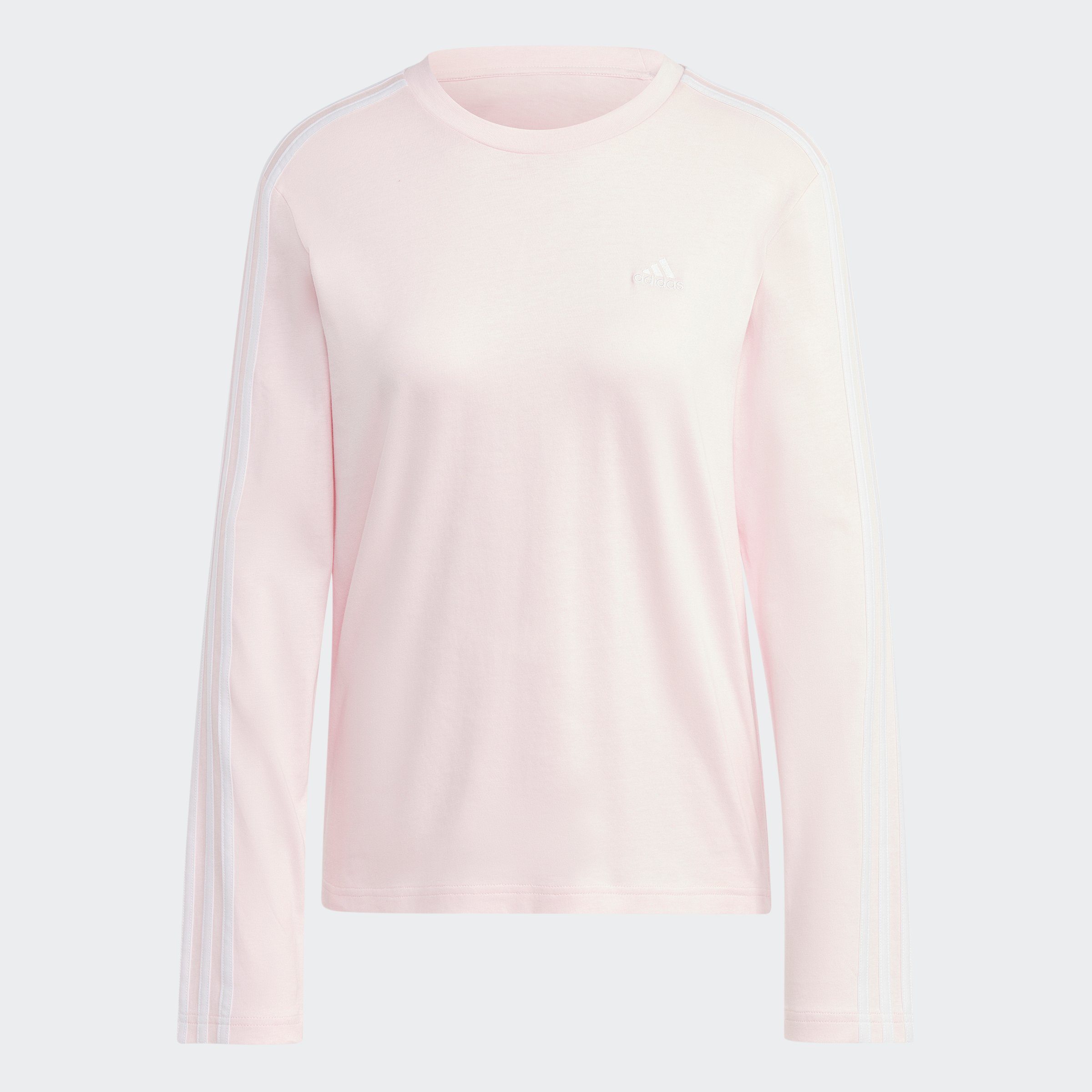 adidas Sportswear Langarmshirt ESSENTIALS Clear / White Pink LONGSLEEVE 3STREIFEN