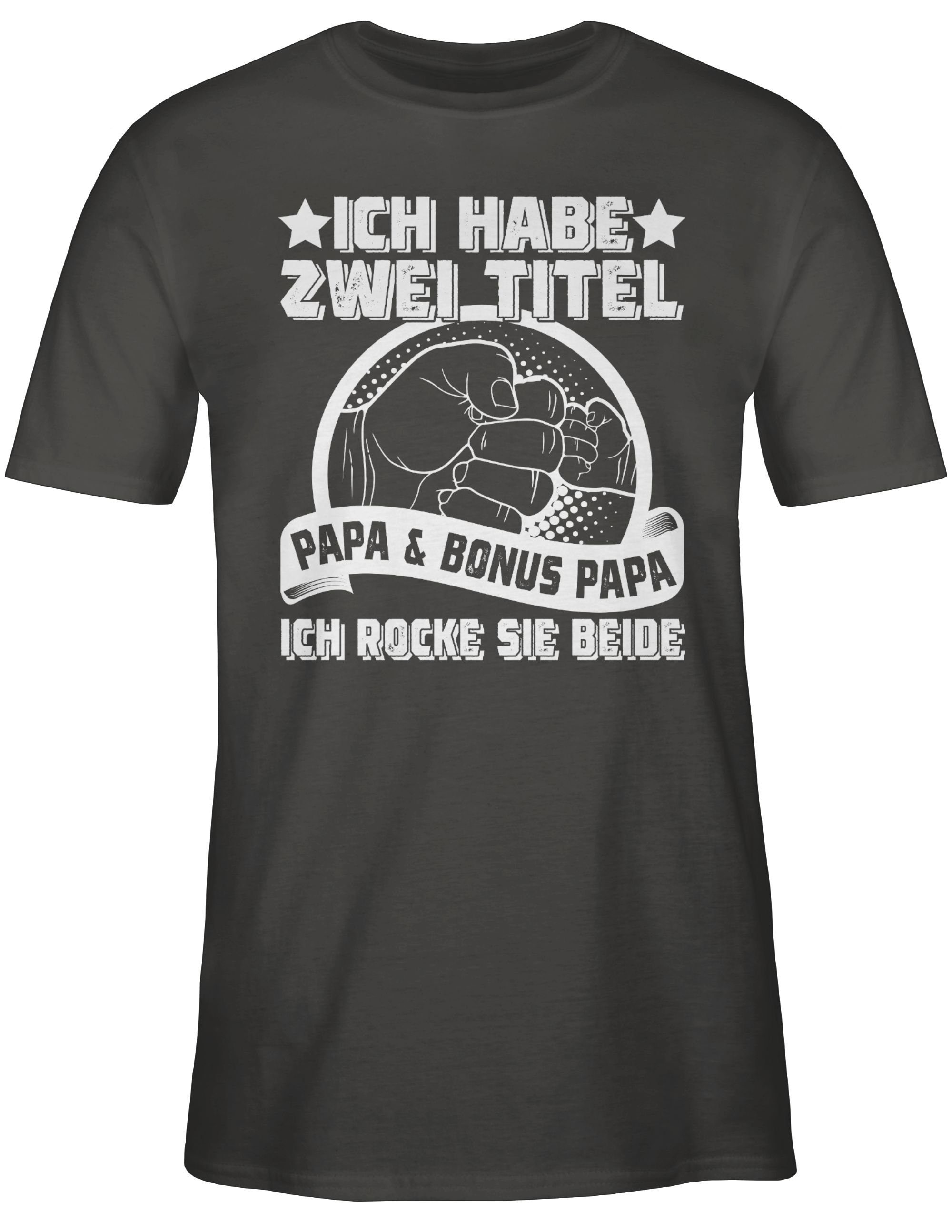 Papa Dunkelgrau Papa und - Ich T-Shirt Stiefvater Papa I habe Vatertag Bonus Geschenk für Titel 03 Bonuspapa zwei Shirtracer
