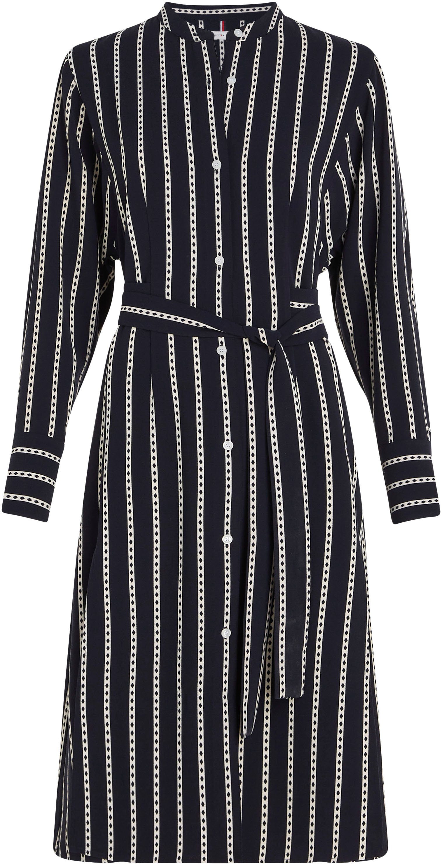 Tommy Hilfiger Shirtkleid ARGYLE STRIPE SHIRT MIDI DRESS Taillengürtel mit