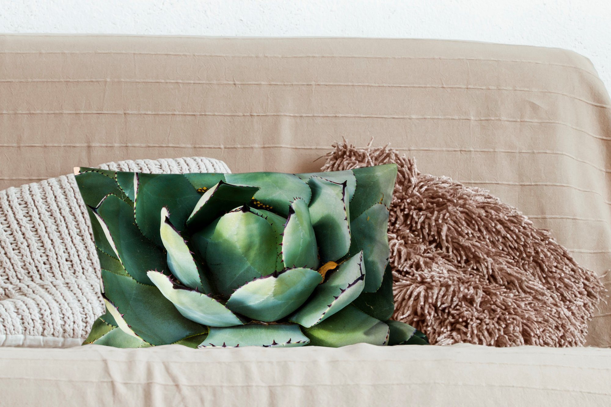 MuchoWow Dekokissen Detail eines Füllung, Wohzimmer Schlafzimmer Zierkissen, mintgrünen Dekoration, mit Dekokissen Kaktus