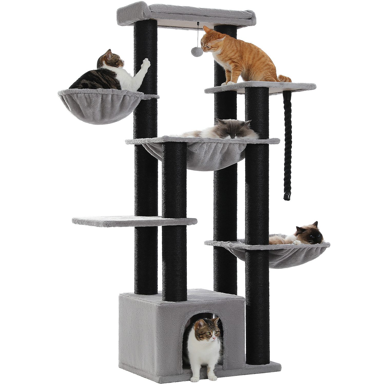 Kratzbaum Kratzbaum größe Katzen stabil mit 13 Sisalpfosten(11cm)