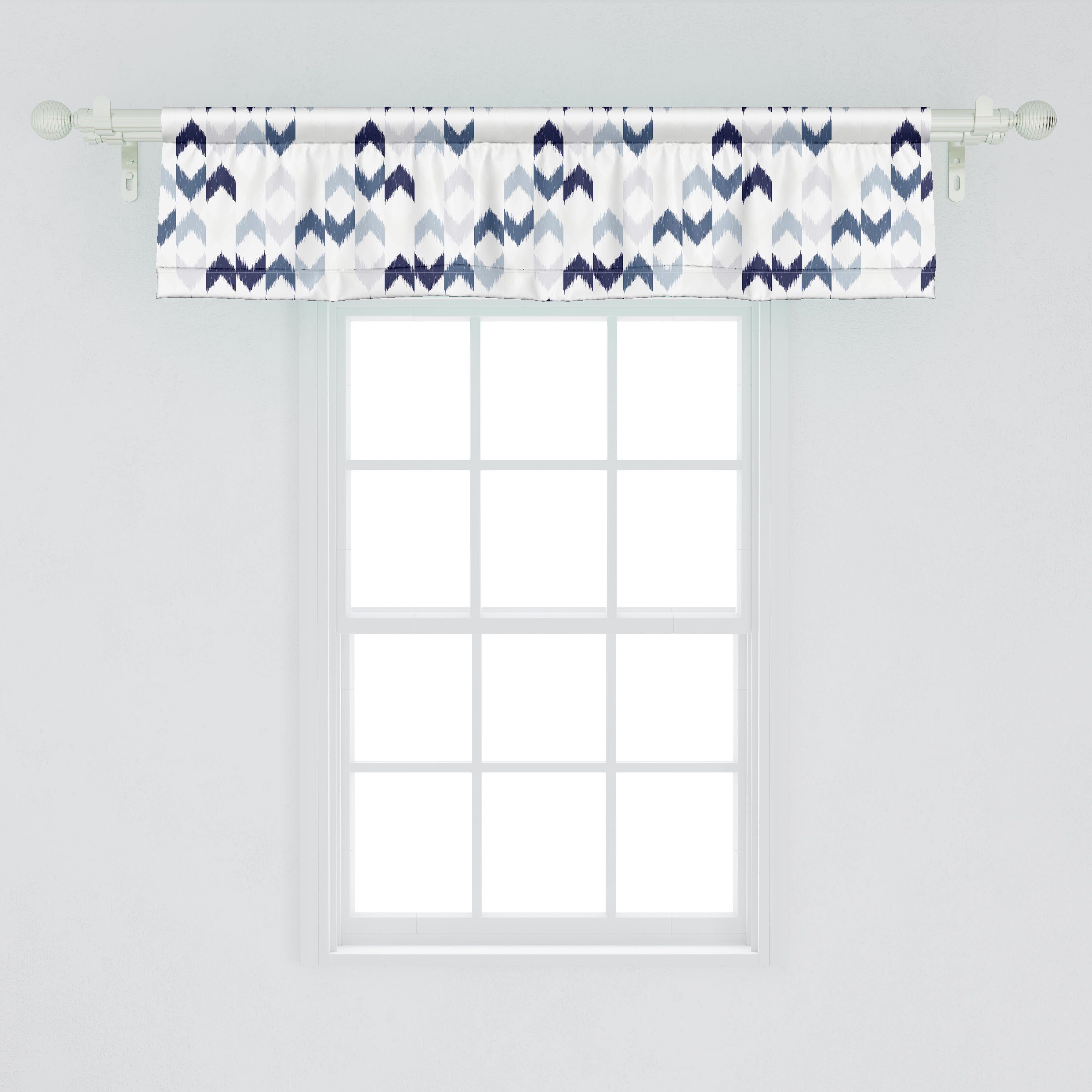 Scheibengardine Vorhang Volant für Küche mit Chevron-Zickzack Microfaser, Dekor Schlafzimmer Ethnisch Ikat Stangentasche, Abakuhaus