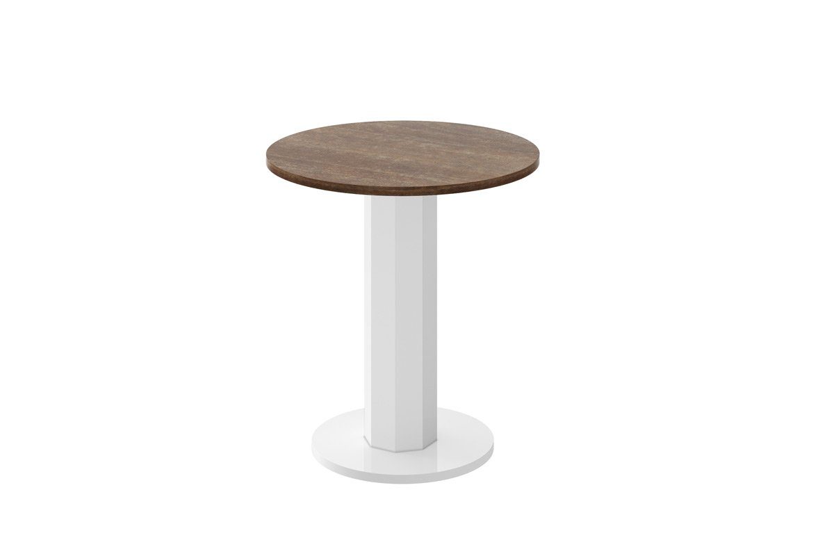 designimpex Couchtisch Design Couchtisch rund HSO-222 60cm Hochglanz Tisch Rostoptik matt - Weiß Hochglanz
