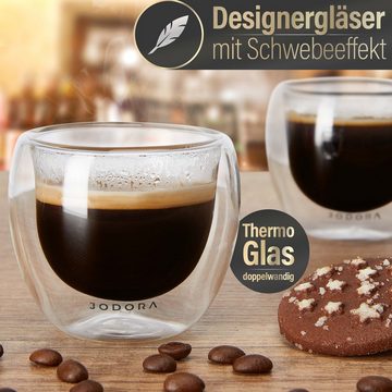 JODORA Espressoglas Design Espressogläser doppelwandig - (4 x 90ml)