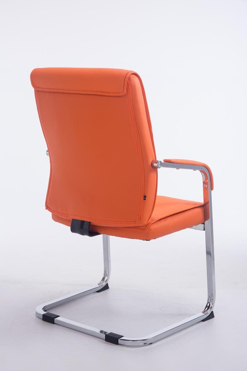 TPFLiving Sitzfläche chrom - Sitzfläche: orange Metall Kunstleder gepolsterter Wohnzimmerstuhl), Anobo mit (Küchenstuhl hochwertig - - Gestell: Esszimmerstuhl Konferenzstuhl Besucherstuhl -