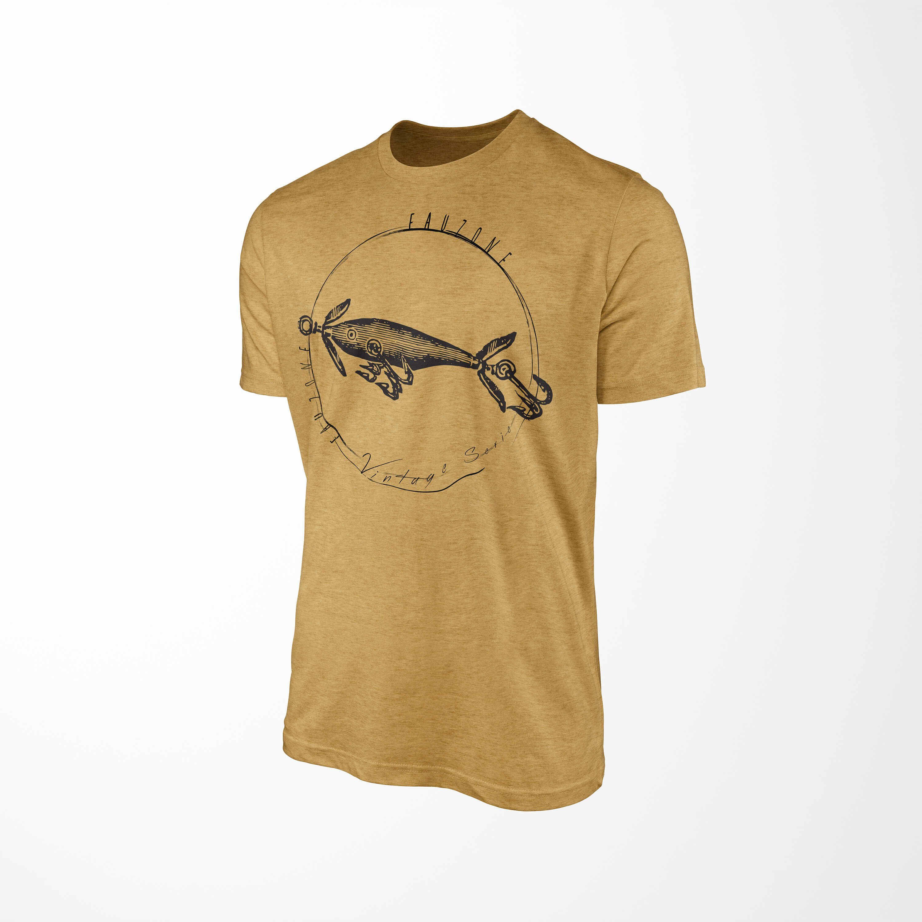 Antique Vintage Fischhaken Herren Art T-Shirt T-Shirt Sinus Gold