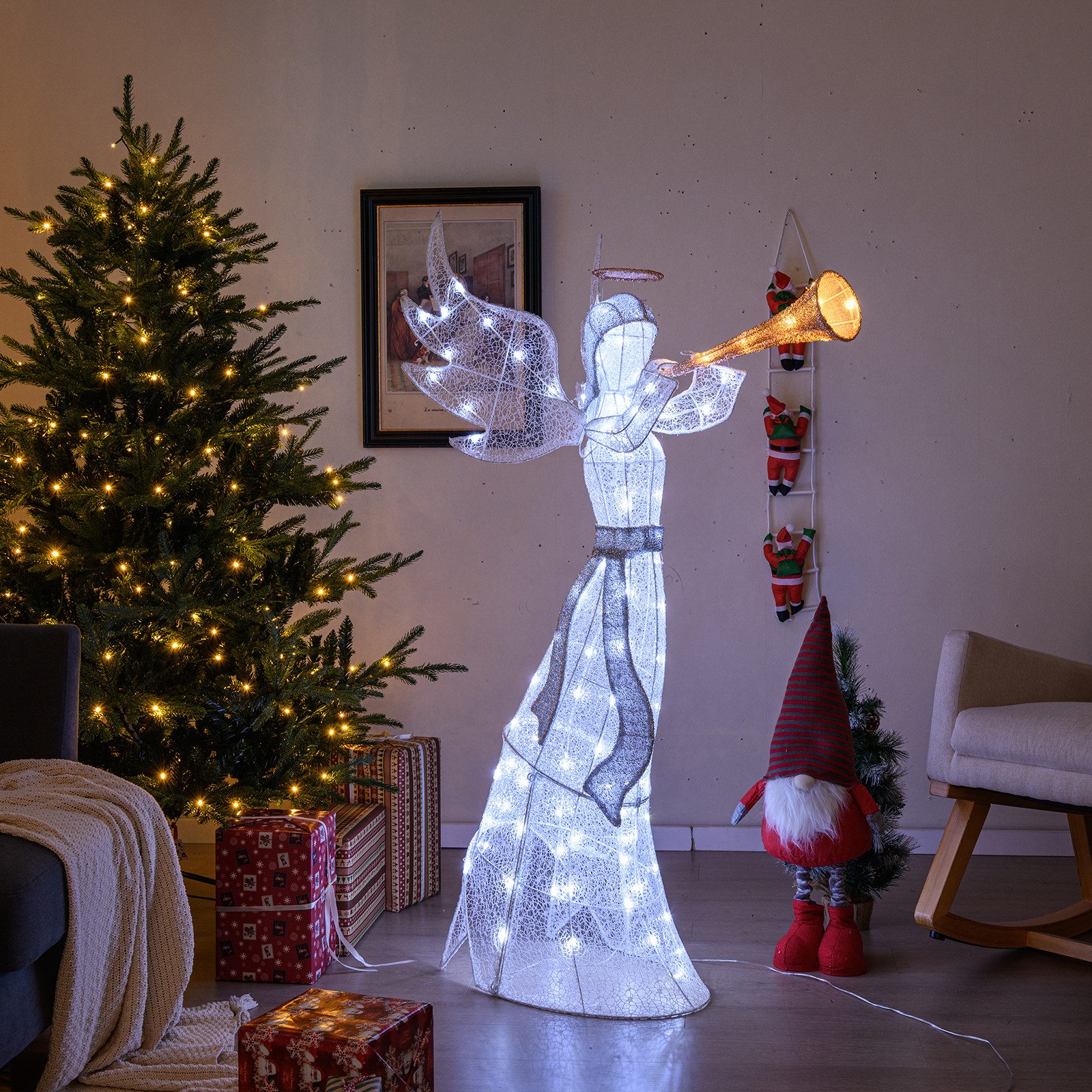 KOMFOTTEU Weihnachtsfigur, 156cm großer LED Engel günstig online kaufen