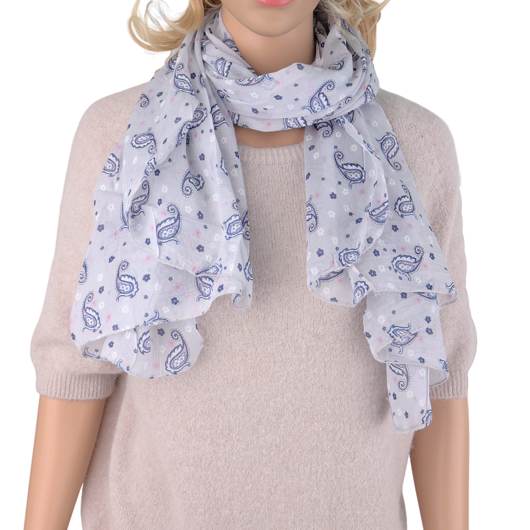Modeschal Asymmetrischer Schal, Made in Italy 20% Seide 80% Baumwolle