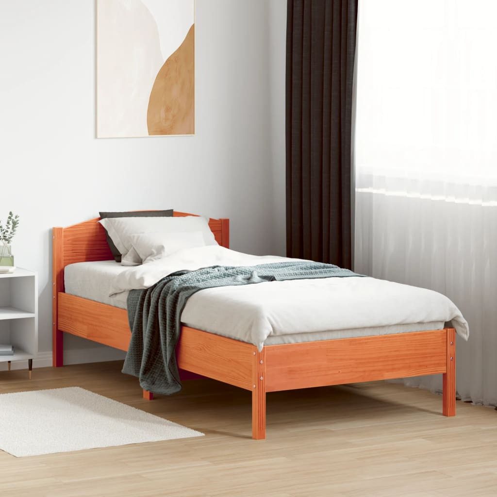 vidaXL Bett Massivholzbett ohne Matratze Wachsbraun günstig online kaufen