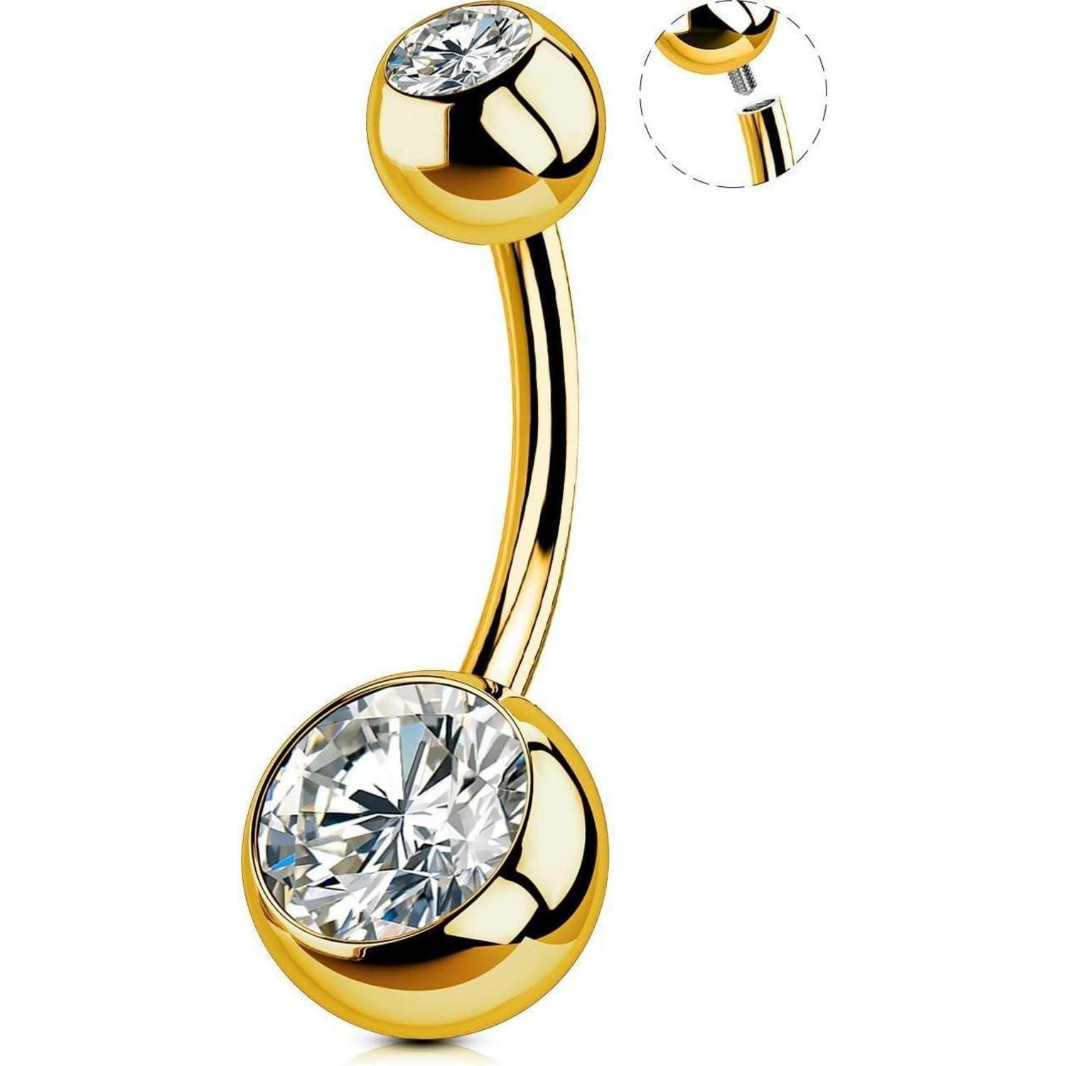 OUFER Bauchnabelpiercing Bauchnabelpiercing Titan Gold 14G 10/12/14/16 mm Innengewinde CZ