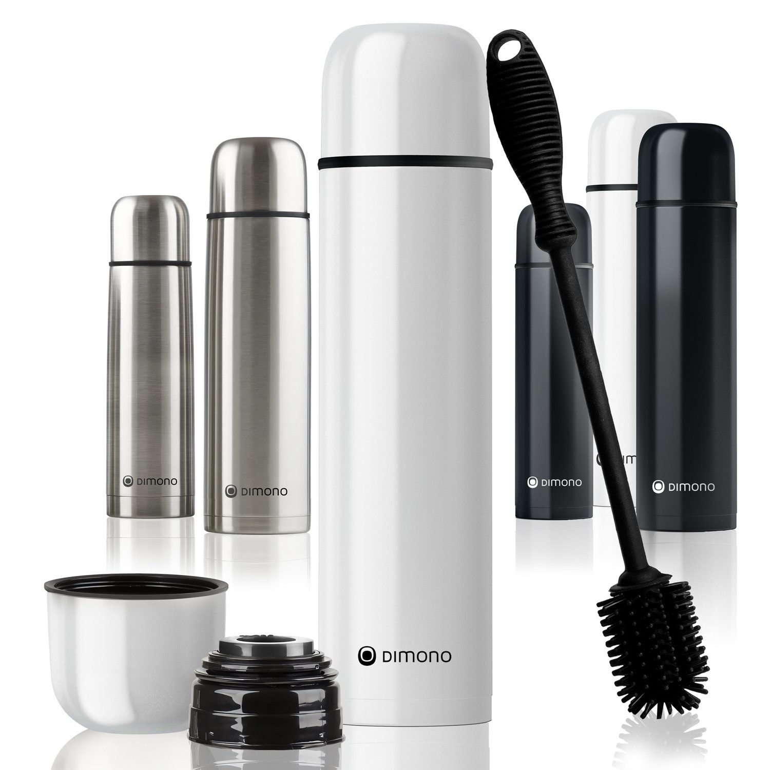 Goods+Gadgets Thermoflasche Edelstahl-Isolierflasche 500/1000ml – Thermosflasche mit Druckknopf, doppelwandiger Thermobecher Isolierkanne