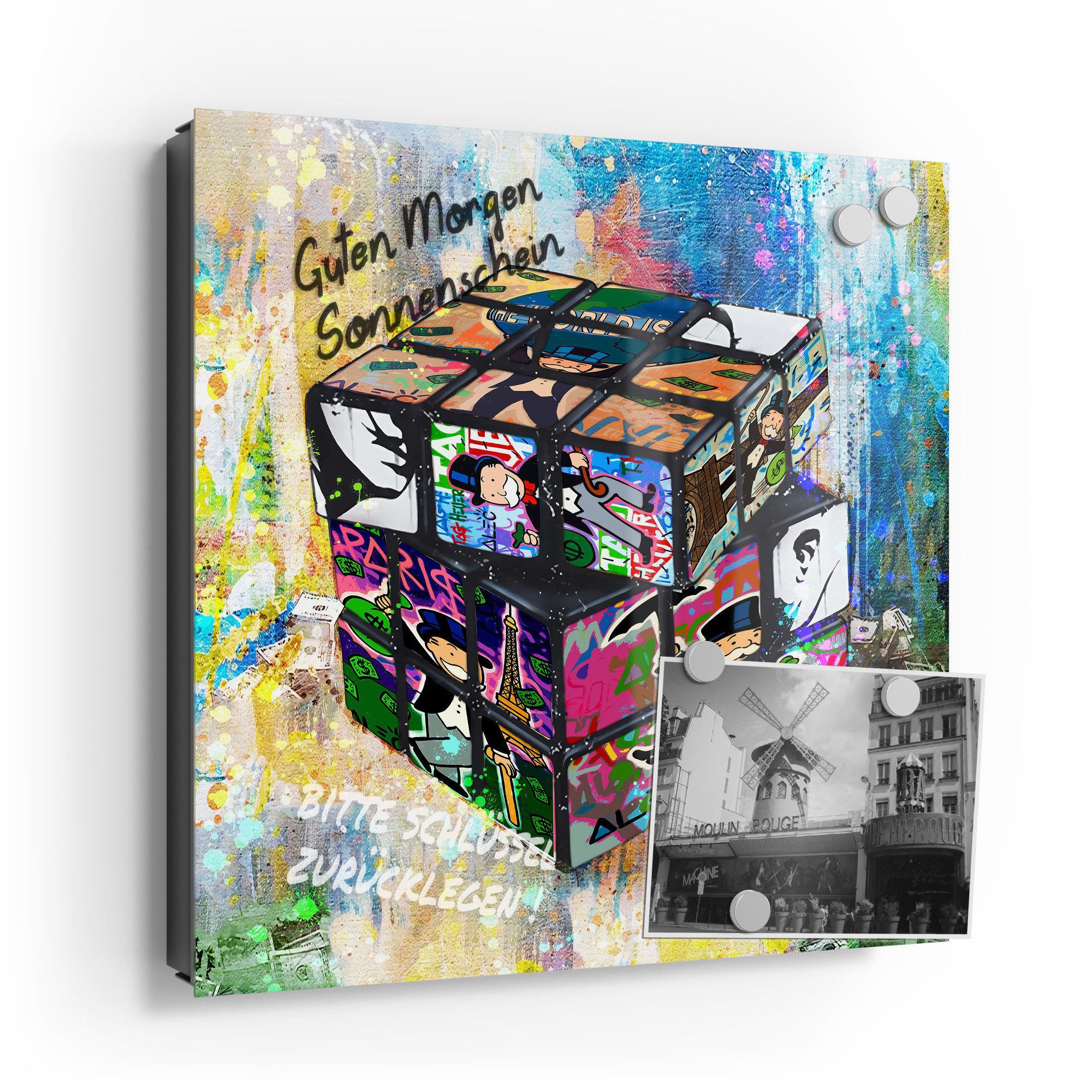 DEQOART Schlüsselkasten 'Pop-Kultur Würfel', Glas Schlüsselbox modern magne günstig online kaufen