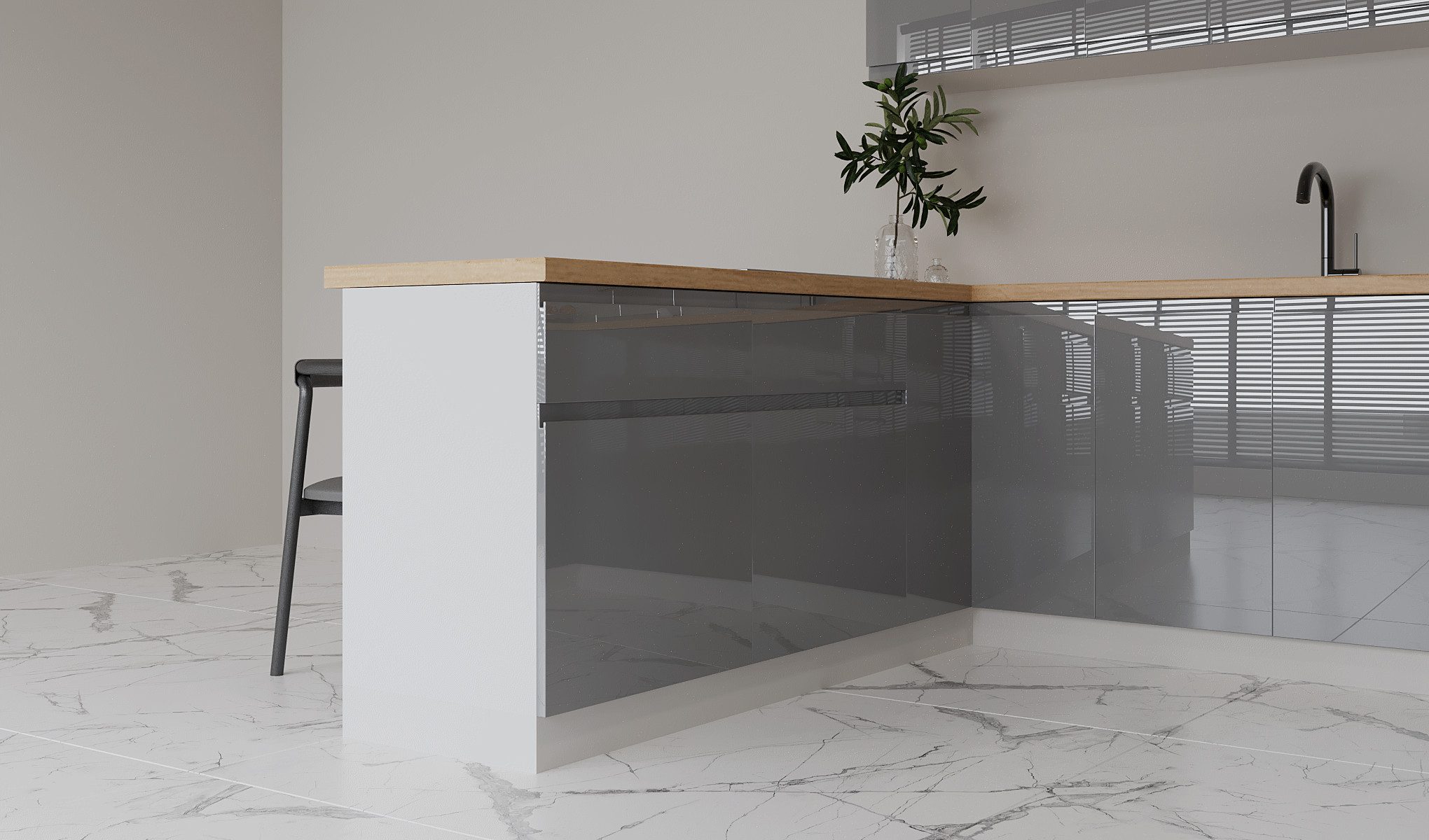 ROYAL24_MARKT Küchenzeile K107-G860 - Aspen - Rundum gut organisiert, (Komplett Set), Beste Güte - Innovativ - Modern.