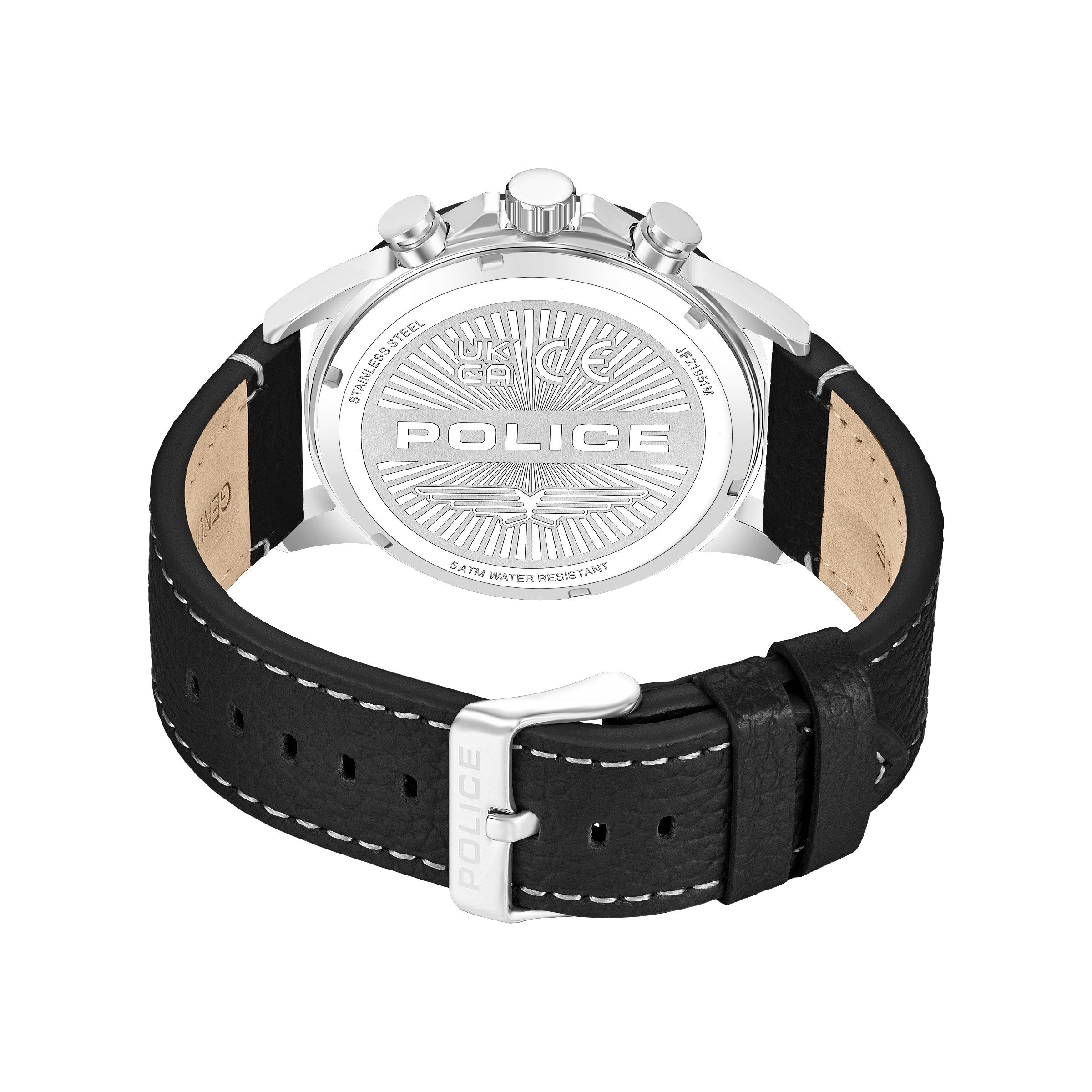 Police Chronograph Kismet PEWJF2195141M, Quarzuhr, Armbanduhr, Herrenuhr, Lederarmband, analog, Stoppfunktion