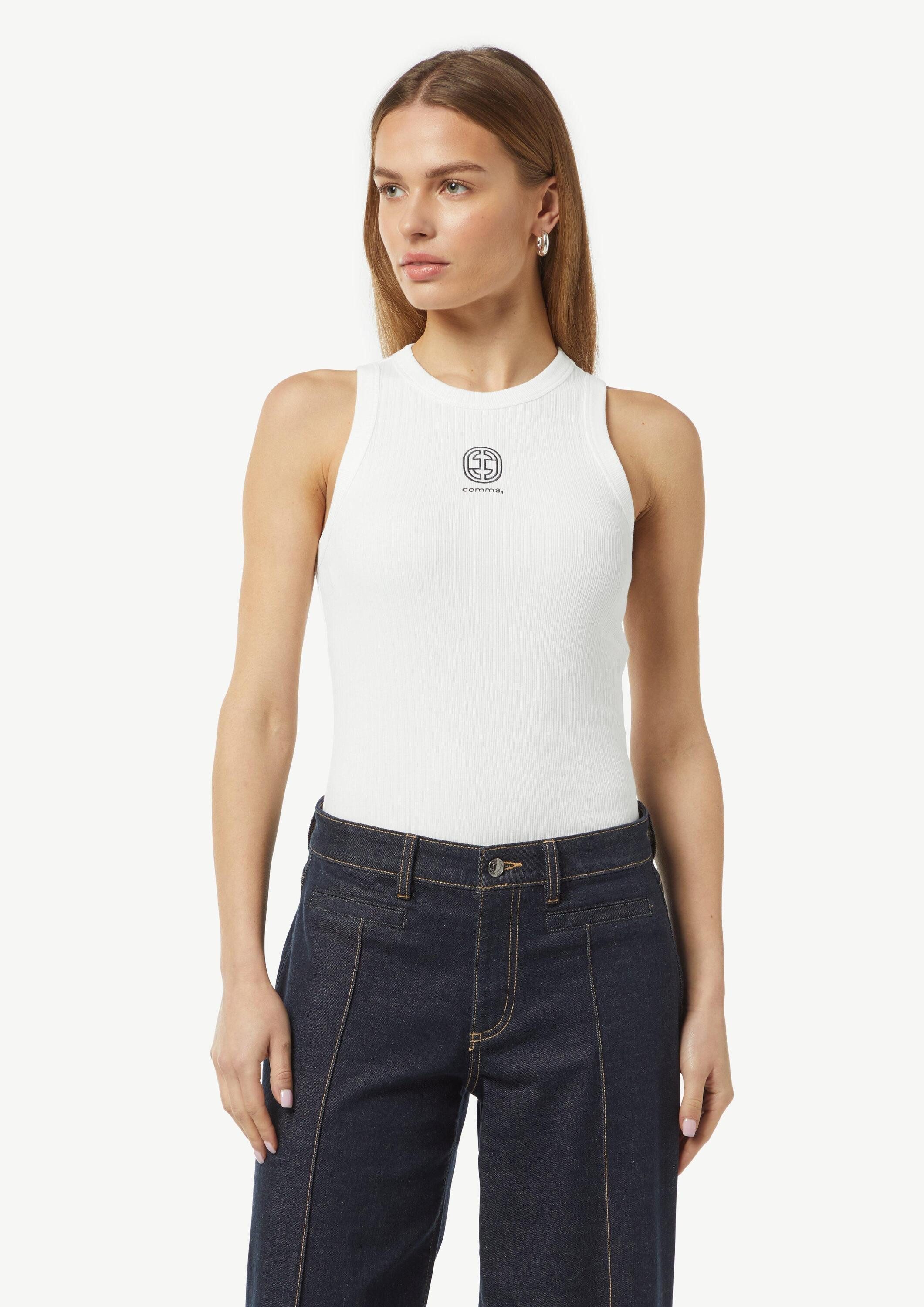 comma Muskelshirt T-Shirt Tanktop mit Logo-Stickerei günstig online kaufen