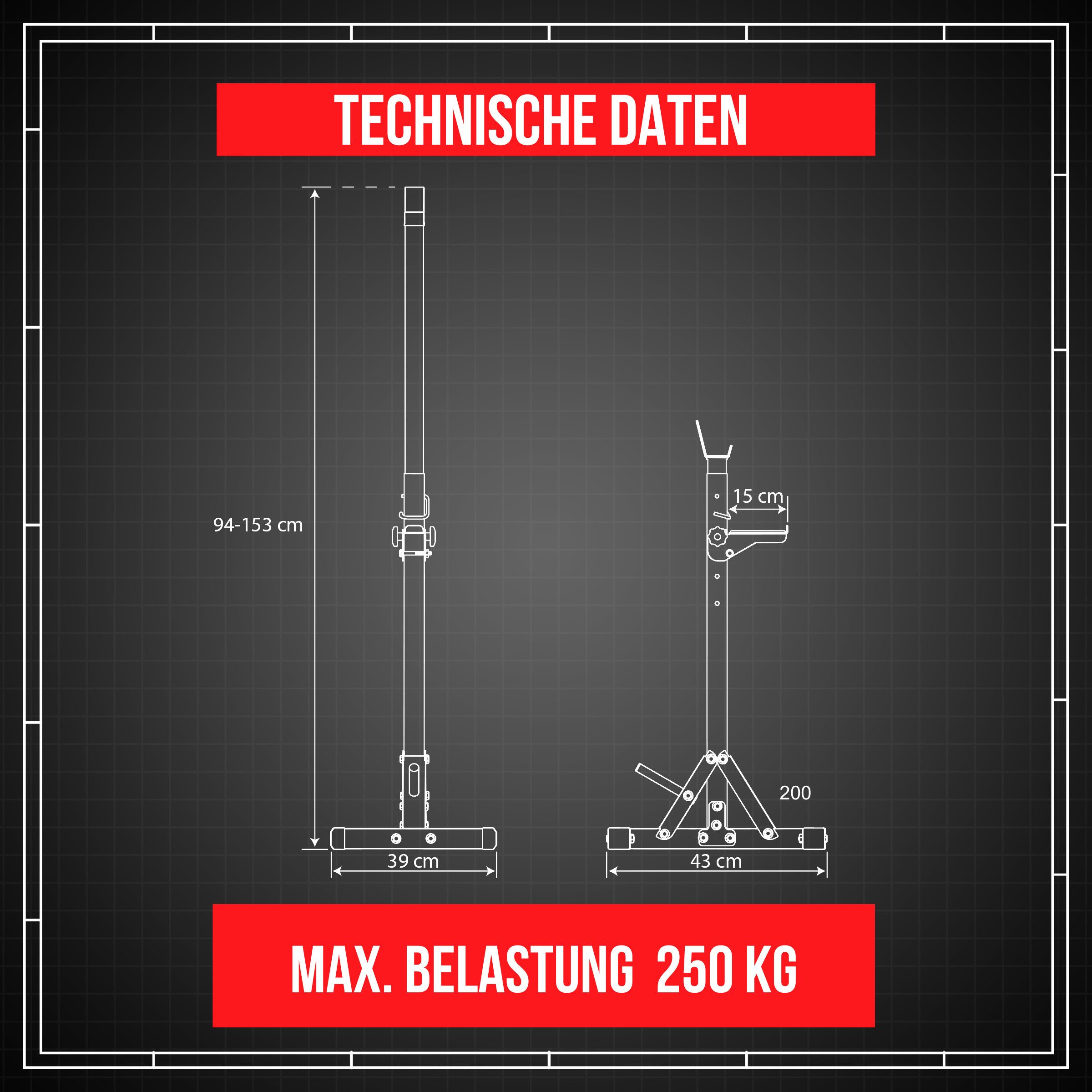 K-SPORT Kraftstation 2 x Langhantelständer, (Squat-Rack für Langhanteltraining, Kniebeugeständer, Langhantelablage bis 250kg), Made in EU!