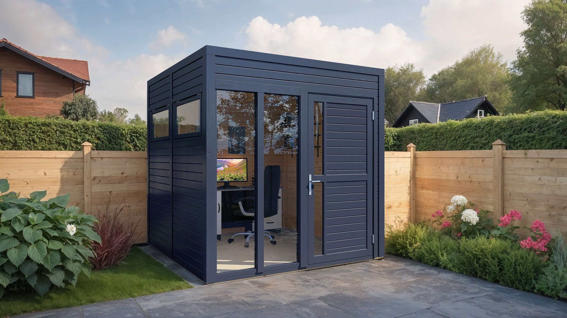 KONIFERA Gartenhaus Cubus 2 Office Lounge, BxT: 449x240 cm