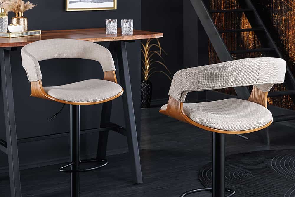 riess-ambiente Barhocker MANHATTAN beige / natur / schwarzHATTAN beige / schwarz (Einzelartikel, 1 St), Strukturstoff · Metall · höhenverstellbar · 360° drehbar – Bild 2 von 5