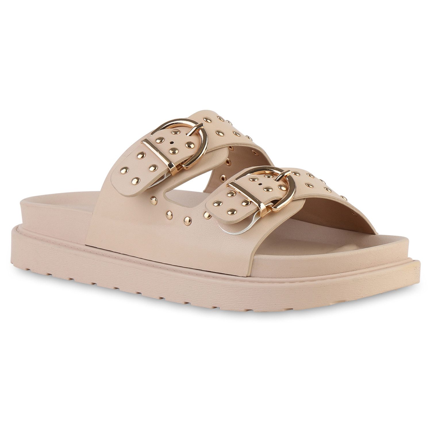 VAN HILL 841736 Sandalette Damen Pantoletten Sandaletten Nieten Schnallen P günstig online kaufen