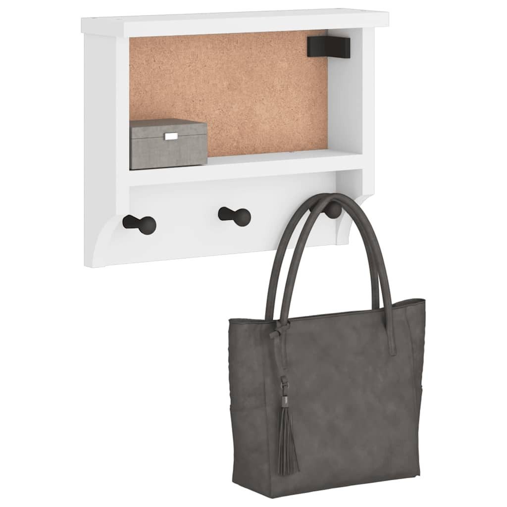 vidaXL Garderobenständer Wandgarderobe SANDNES Weiß 45x12x35 cm Massivholz Kiefer, (1 St)