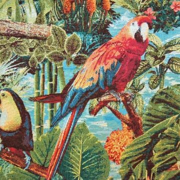 Stofferia Stoff Polsterstoff Gobelin Papagei Jungle Bunt, Breite 140 cm, Meterware