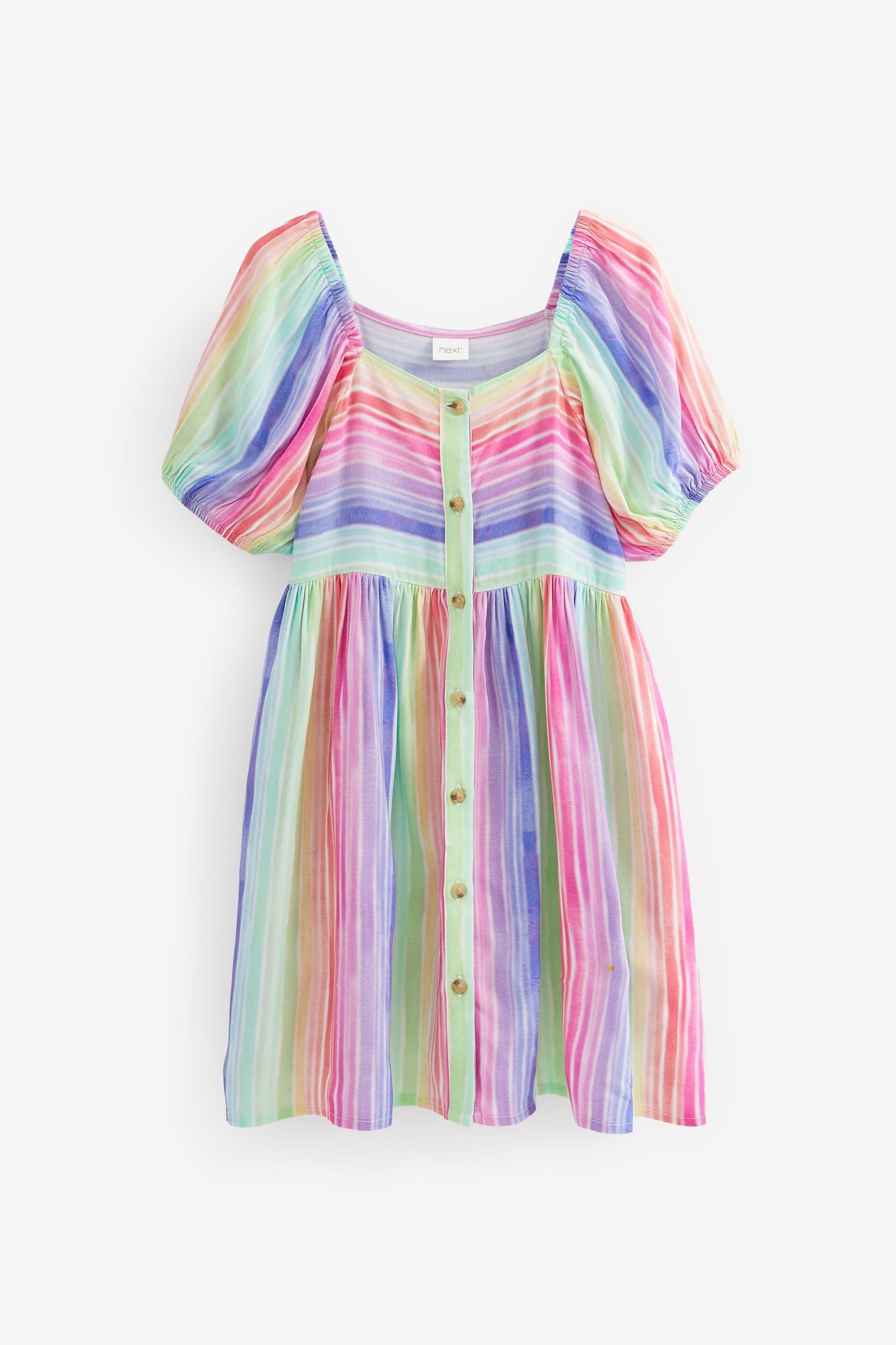 (1-tlg) Sommerkleid Gemustertes Next Puffärmeln Rainbow mit Kleid